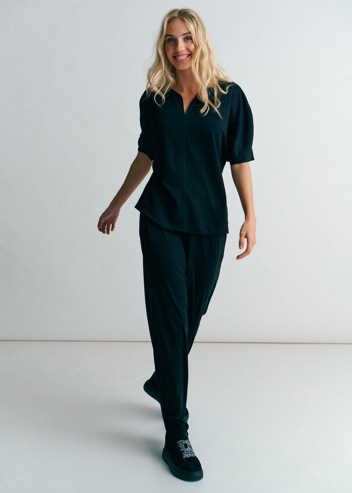 View our Kyoto Drop V Neck Tee In Black - by Tribute Store