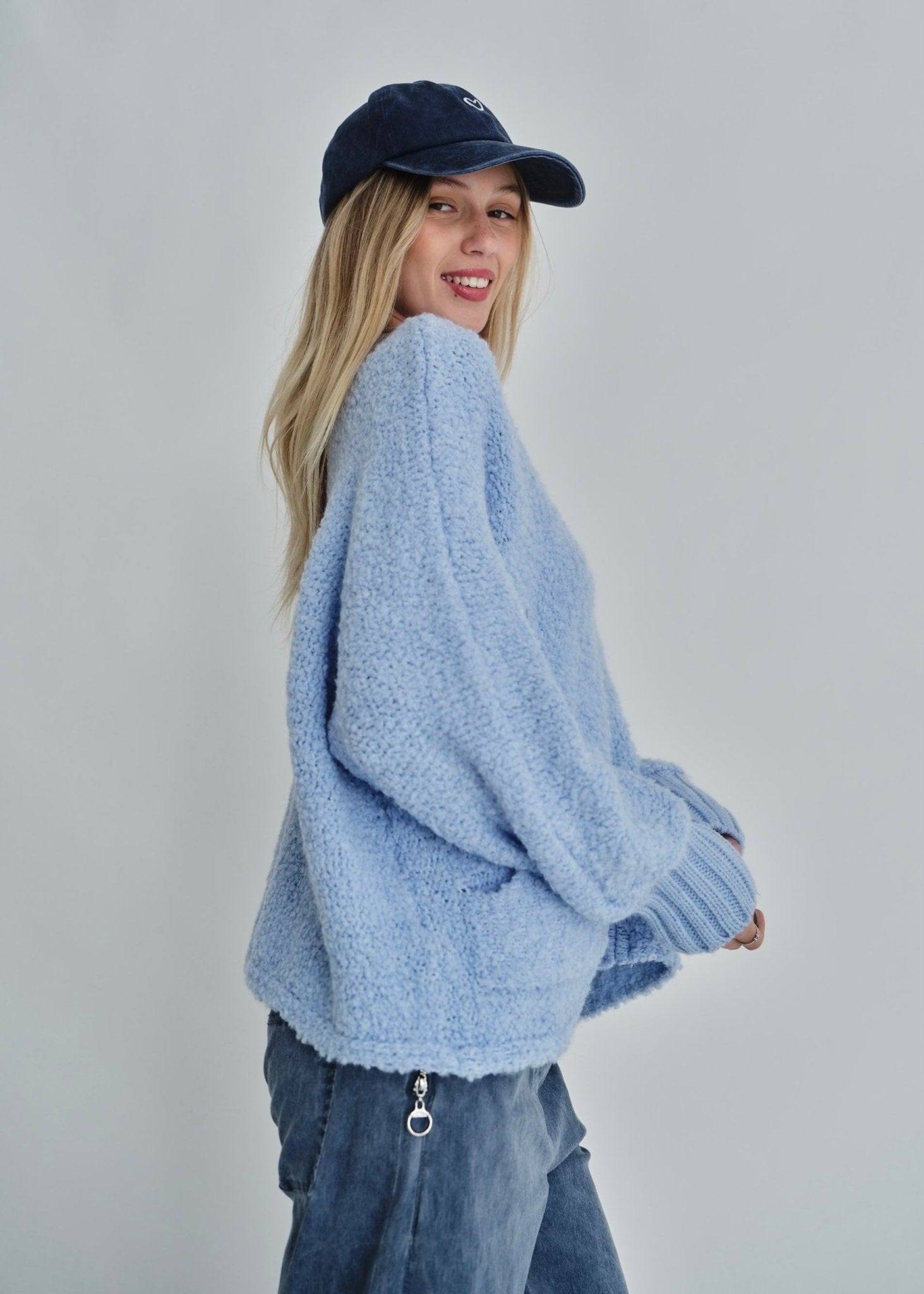 View our Laguna Chunky Zip Bomber In Sky Blue - by Tribute Store