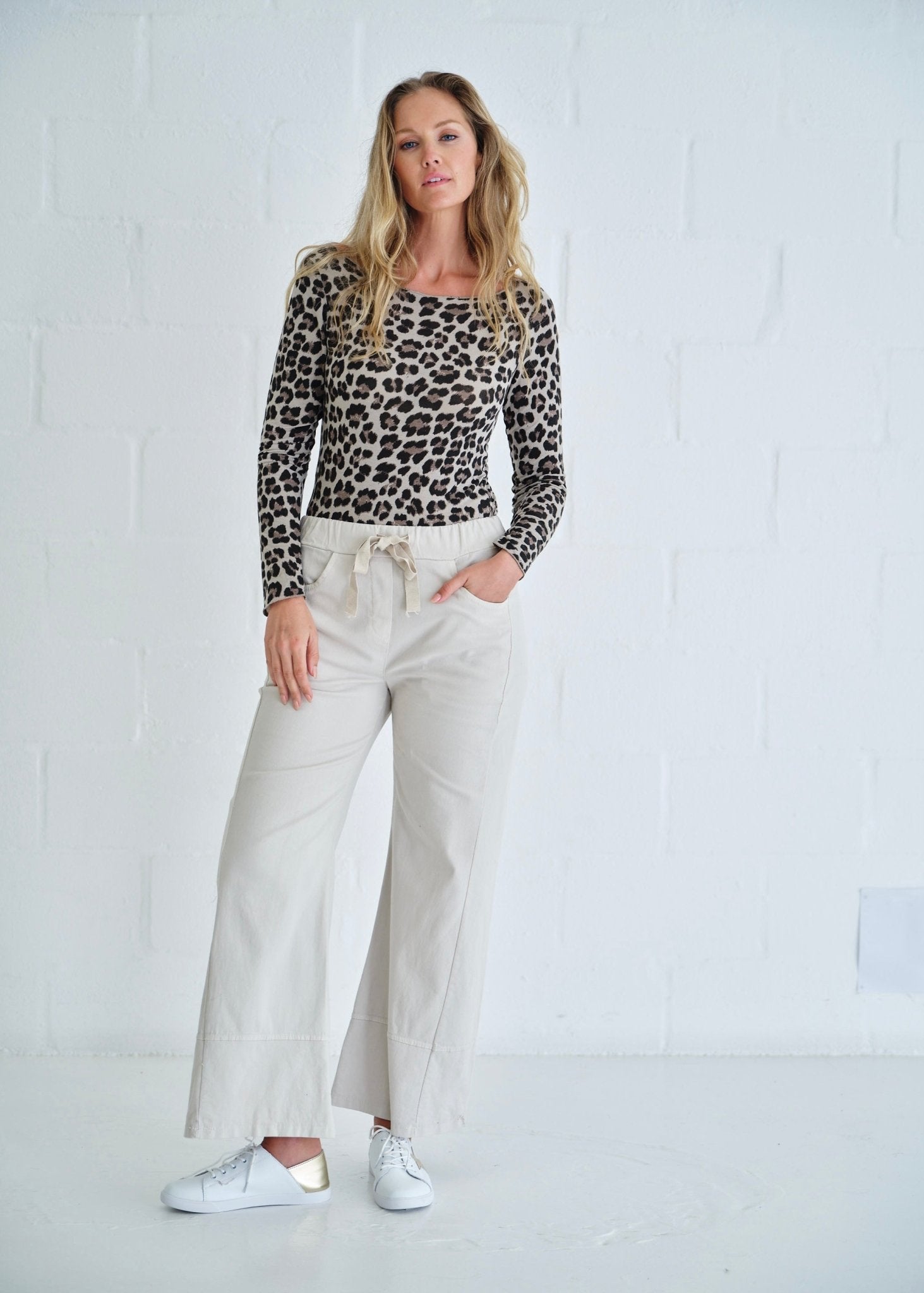 View our Leah Italian Cashmere Blend Sheer Top In Grey Leopard - by Tribute Store