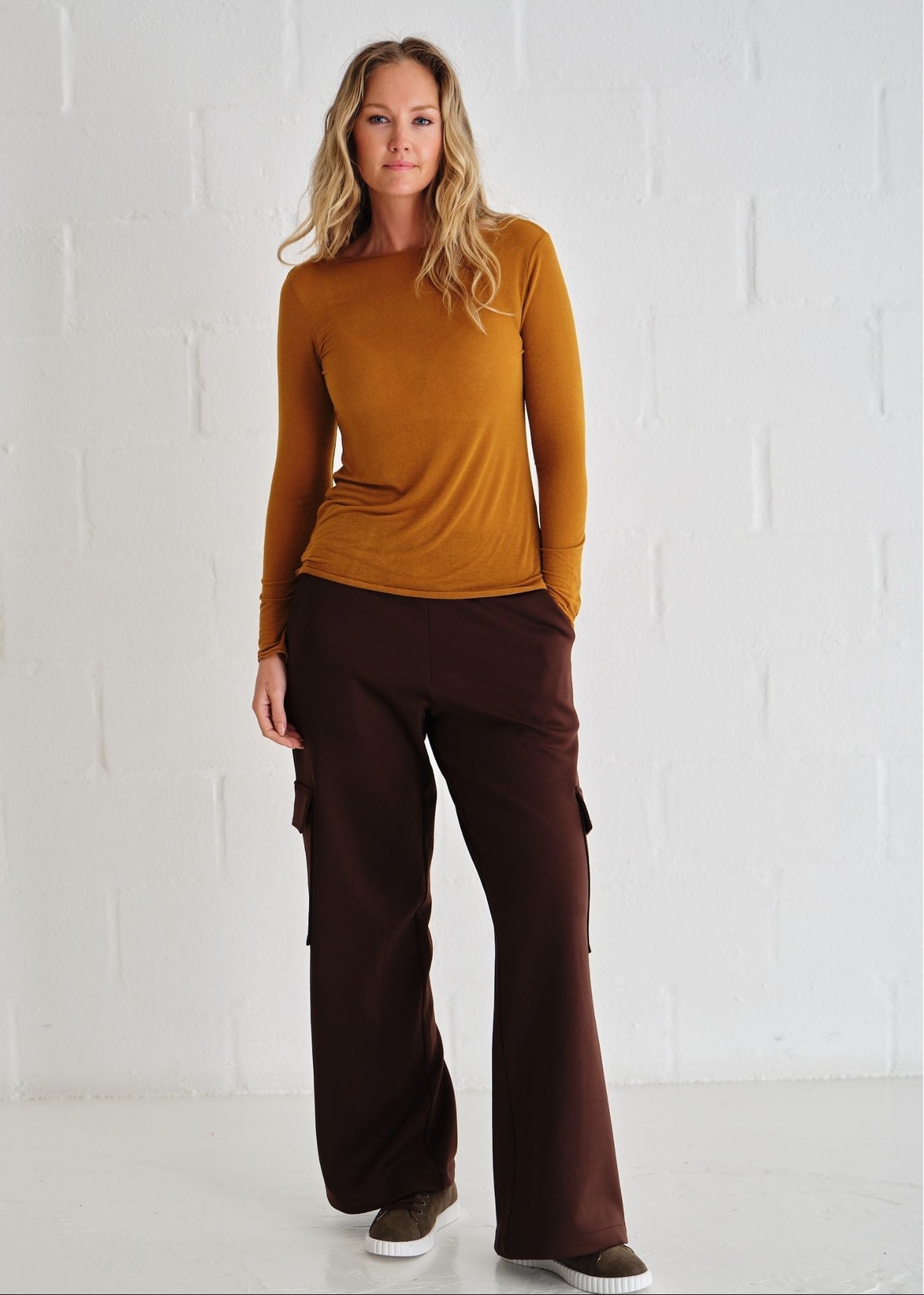 View our Leah Italian Cashmere Blend Sheer Top In Mustard - by Tribute Store