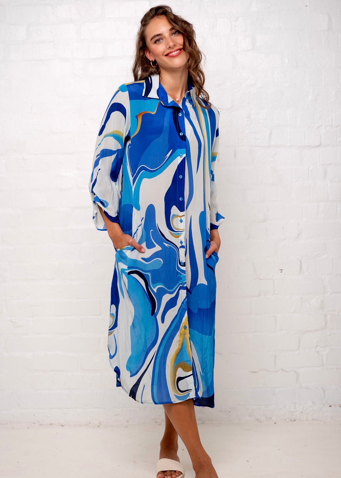 View our Leila Dress in Blue Rays - by Tribute Store