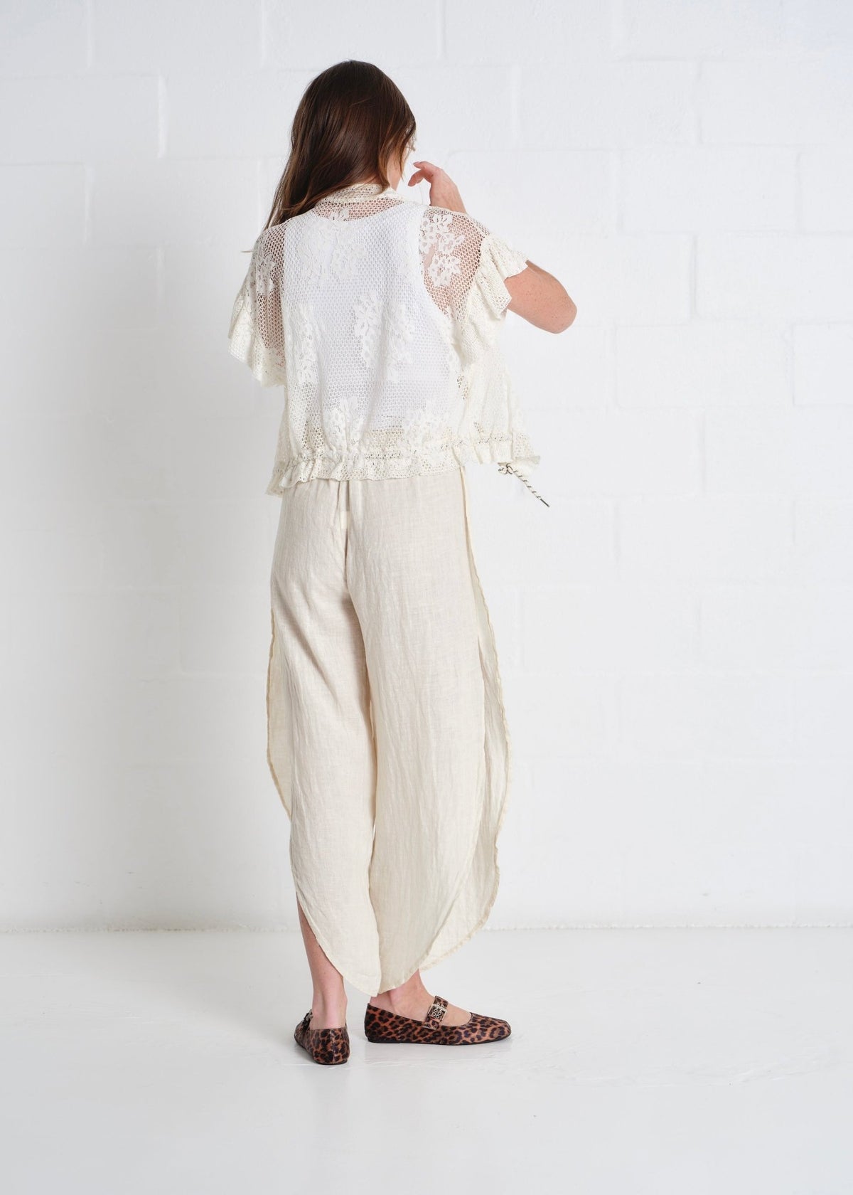 View our Liguria Side Slit Linen Pants In Cream - by Tribute Store