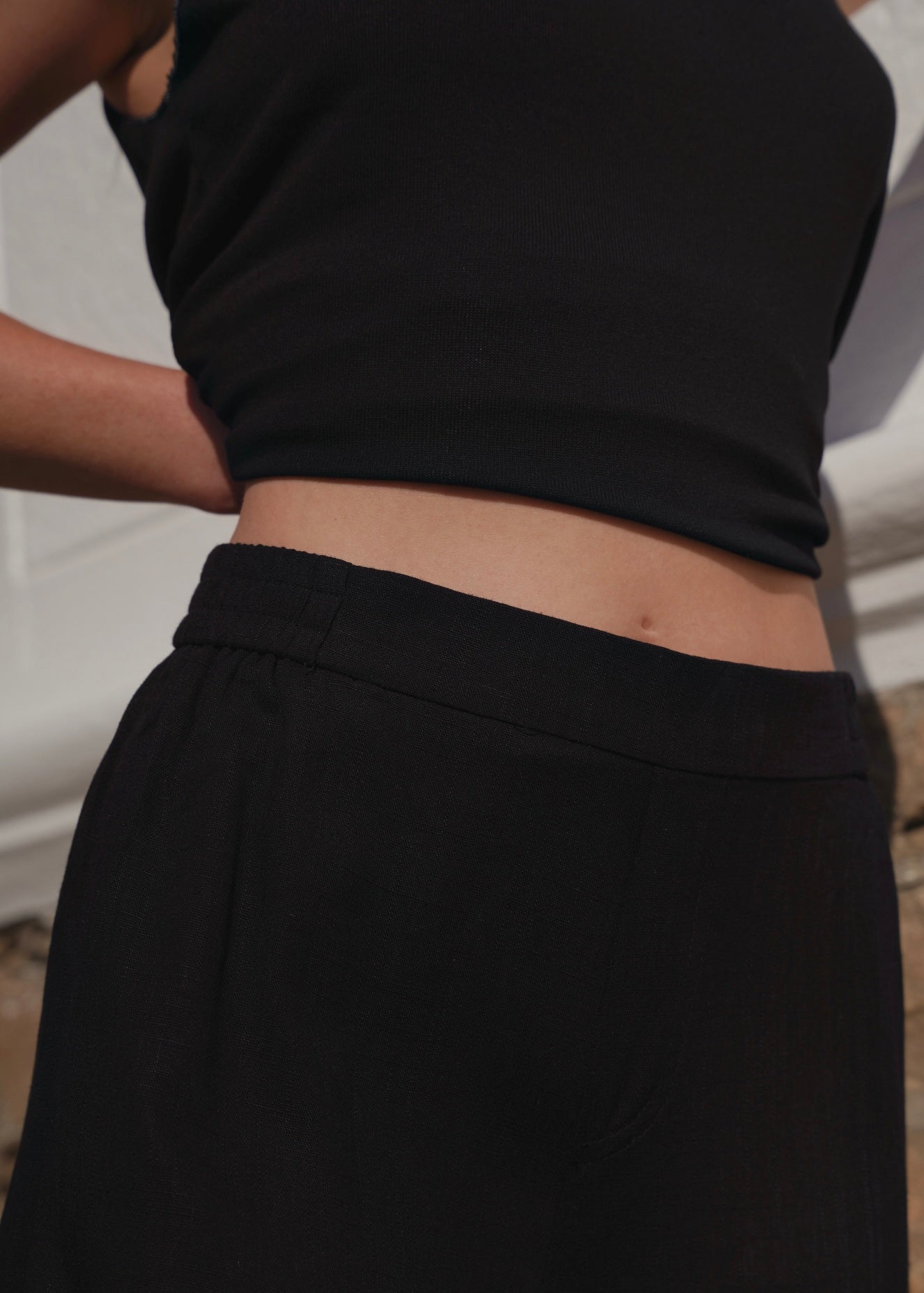 View our Linen Blend Trousers In Black - by Tribute Store