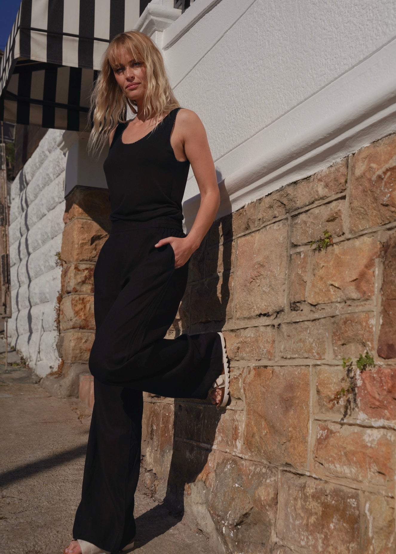 View our Linen Blend Trousers In Black - by Tribute Store