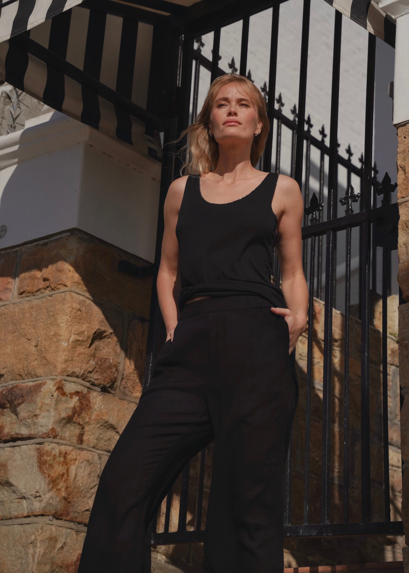 View our Linen Blend Trousers In Black - by Tribute Store