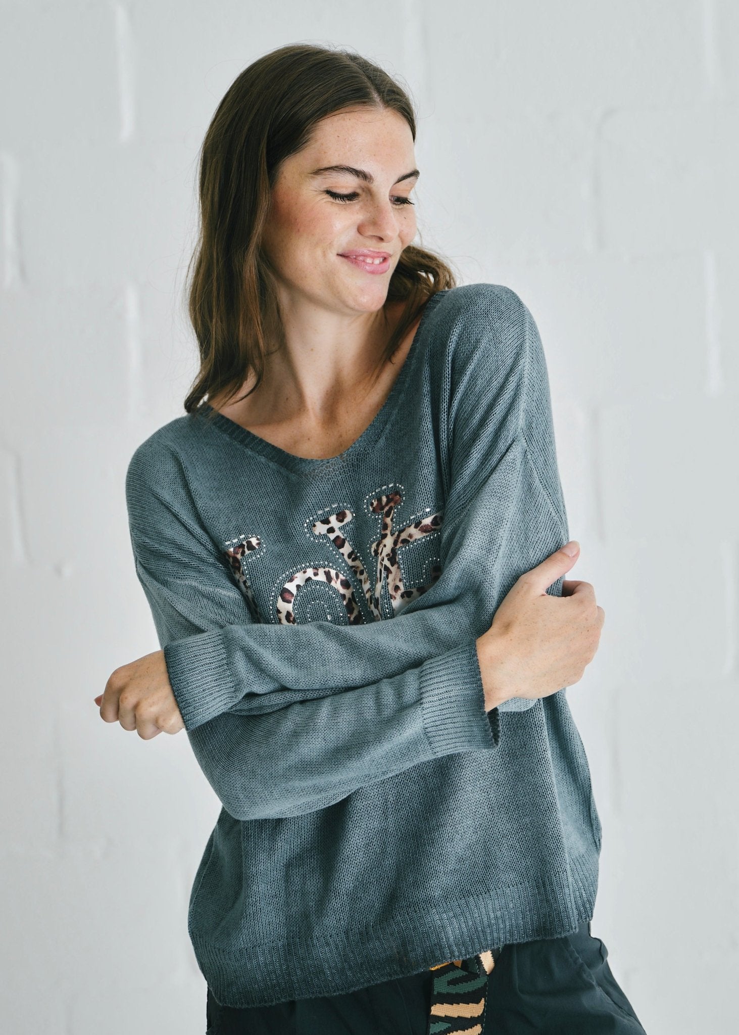 View our Love V - Neck Italian Knit In Ocean Blue - by Tribute Store