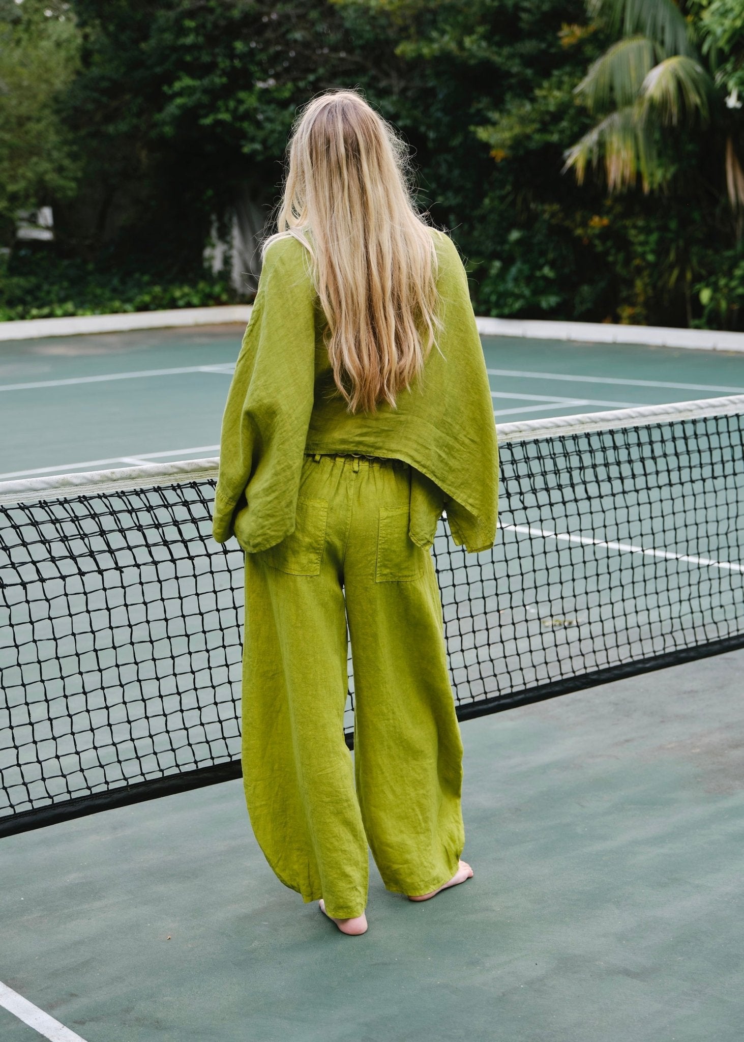 View our Lucca Italian Linen Batwing Shirt in Green - by Tribute Store