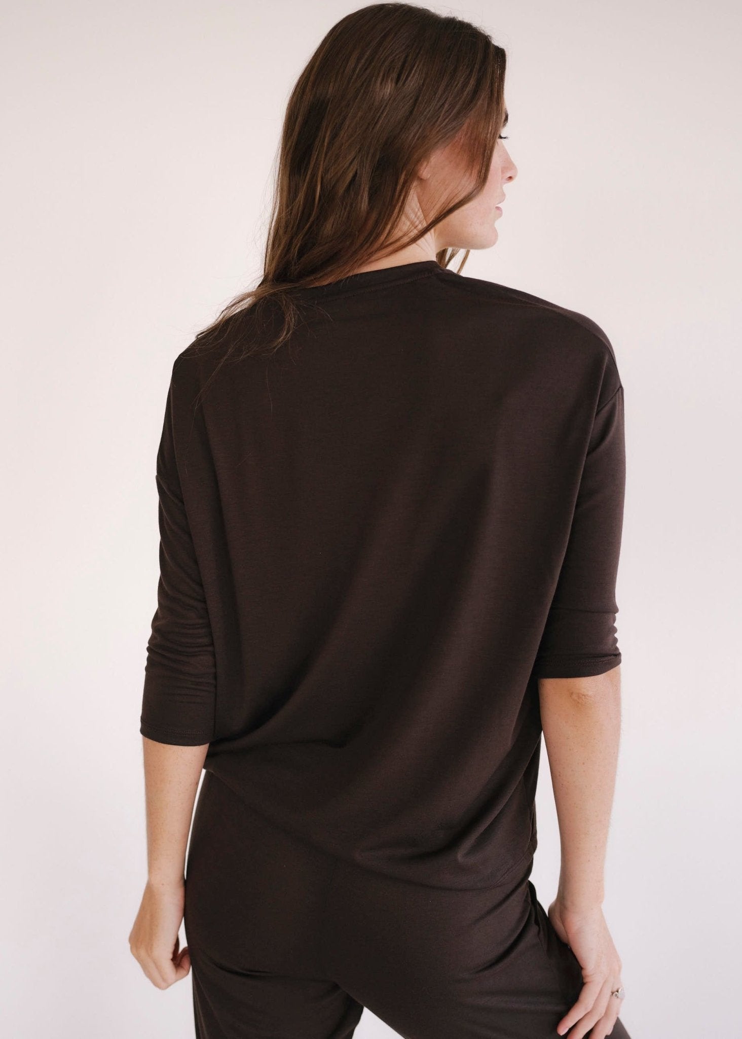 View our Lucie Tee With Seam Detail In Chocolate - by Tribute Store