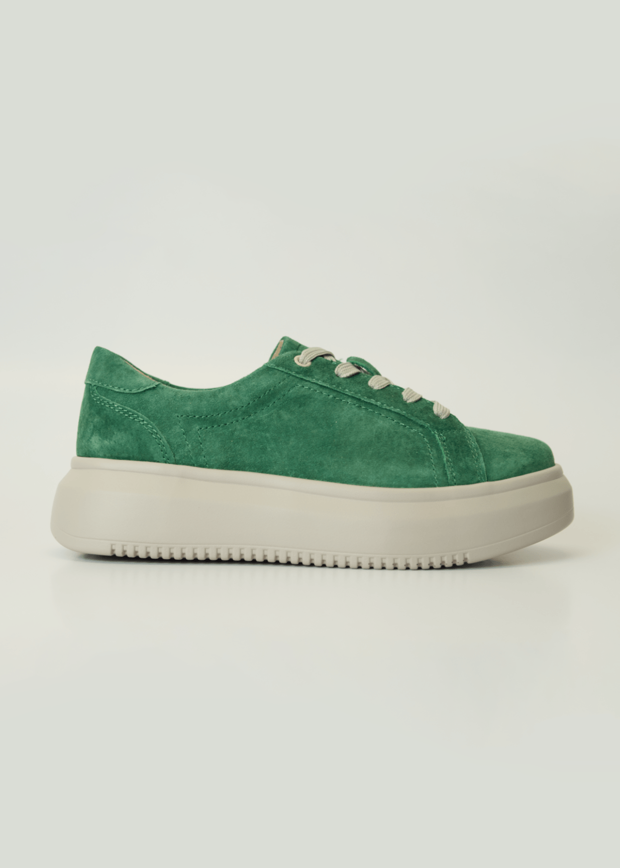 View our Lyra Leather Platform Sneaker In Bottle Green - by Tribute Store