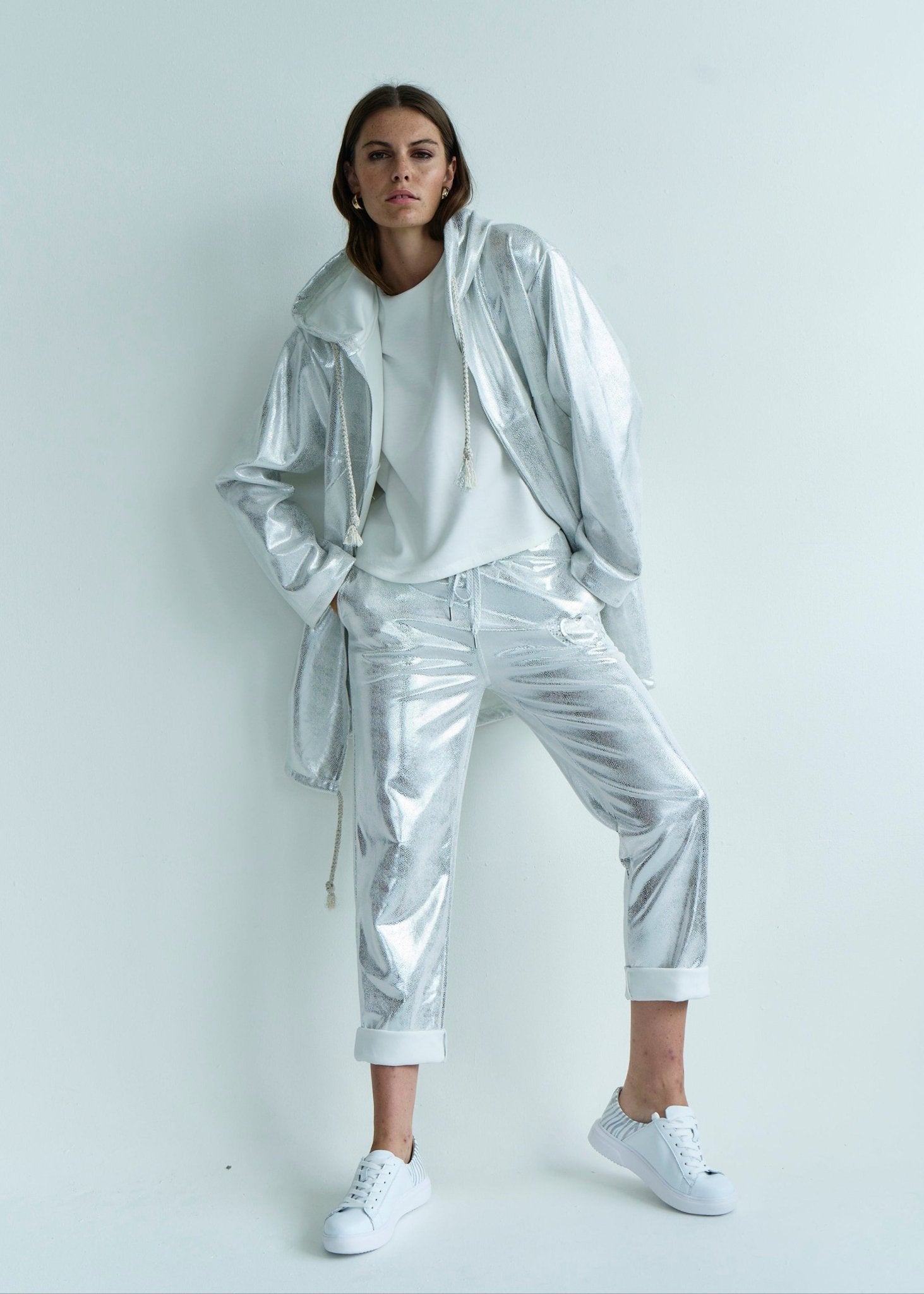 View our Madonna Italian Shimmer Jogger with Shimmer Heart in Silver - by Tribute Store