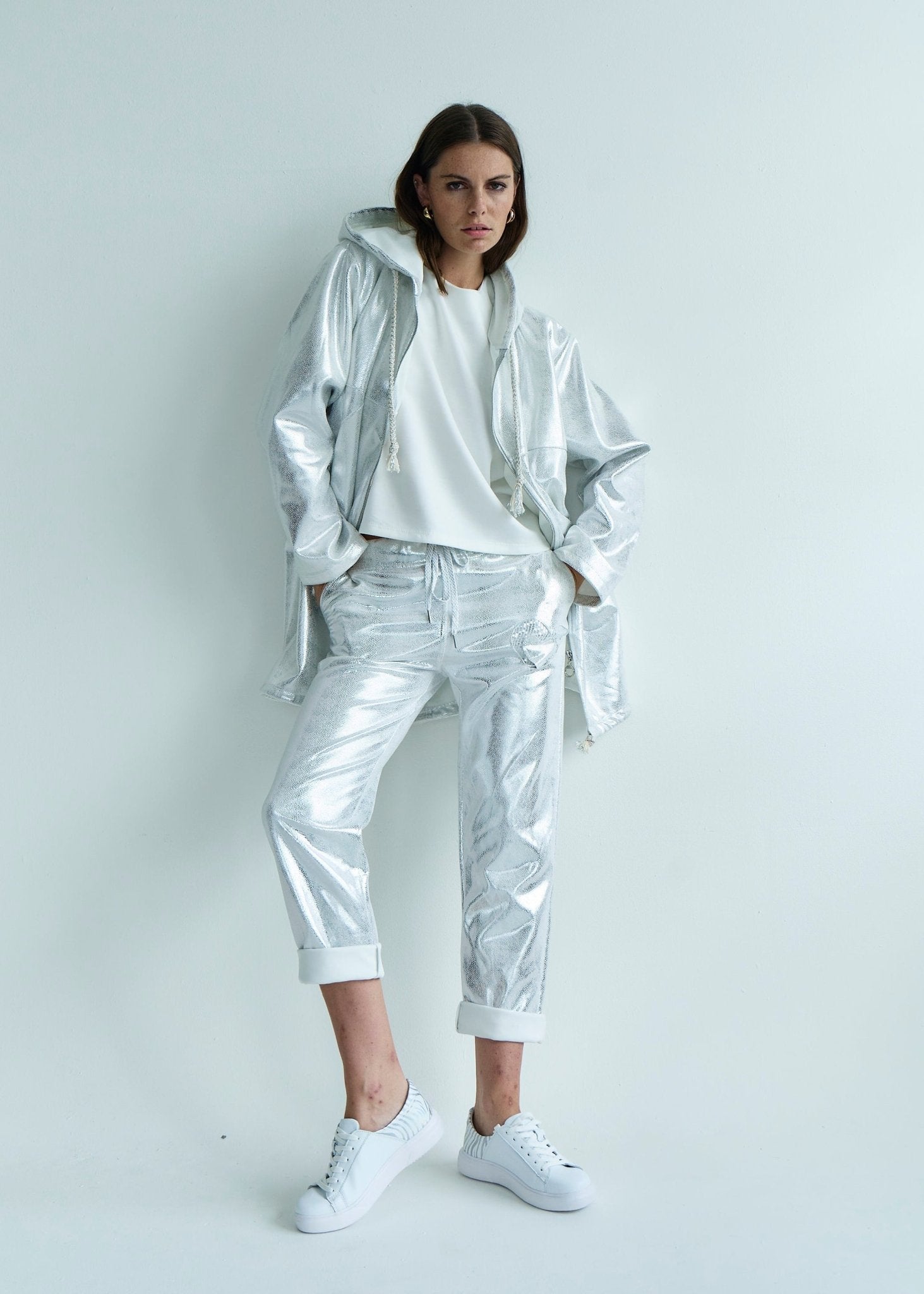 View our Madonna Italian Shimmer Jogger with Shimmer Heart in Silver - by Tribute Store