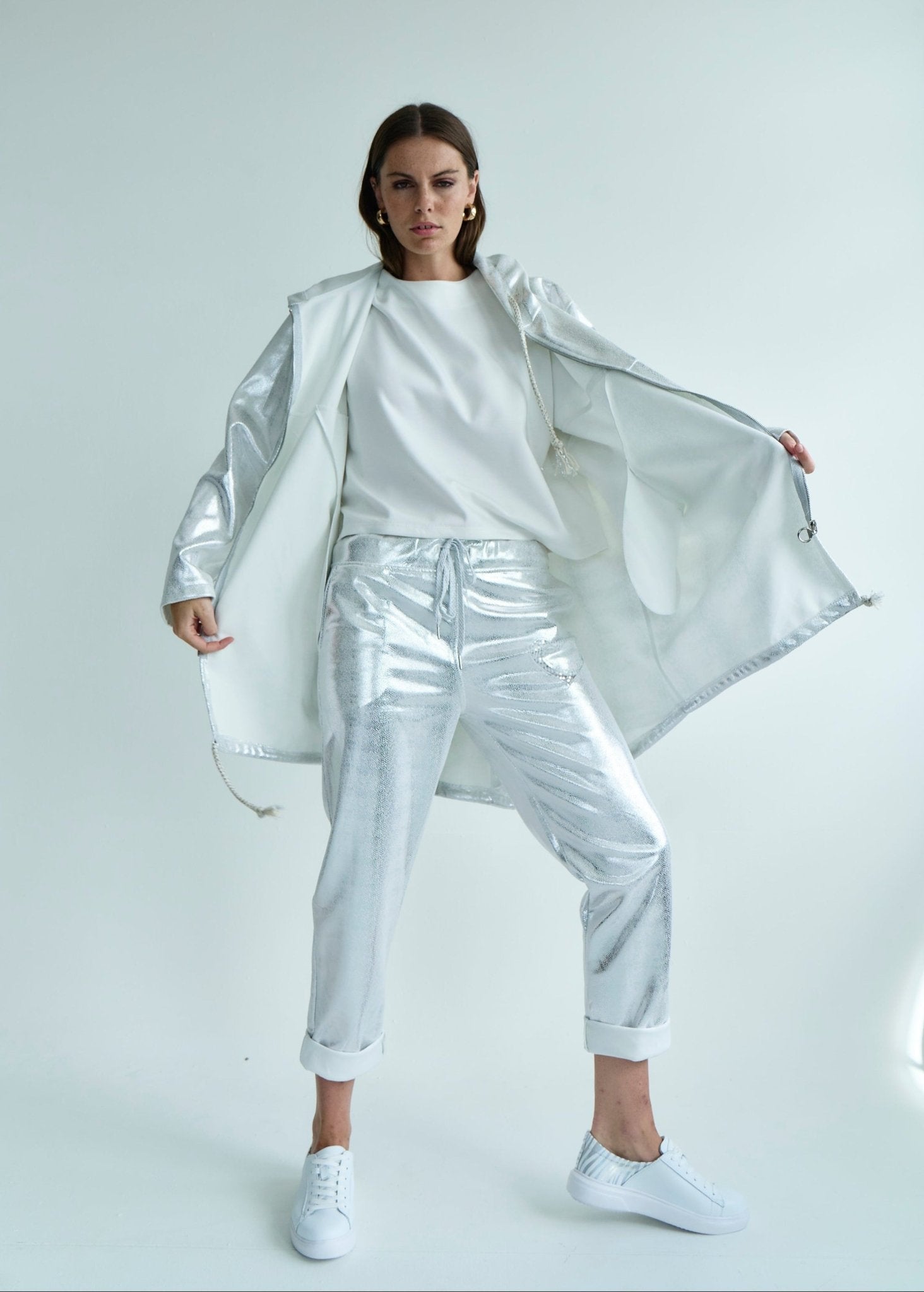 View our Madonna Italian Shimmer Jogger with Shimmer Heart in Silver - by Tribute Store