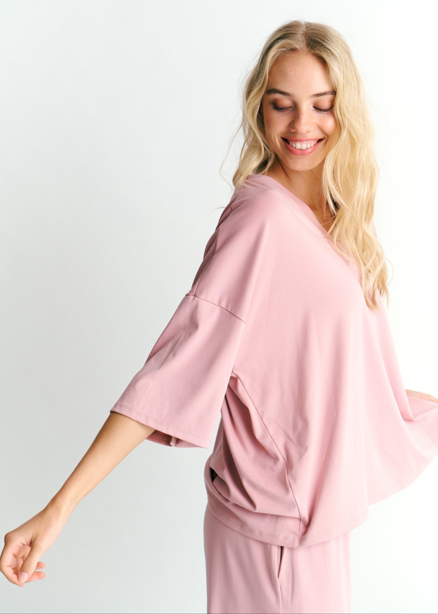 View our Malibu V Neck Oversized Tee In Dirty Pink - by Tribute Store