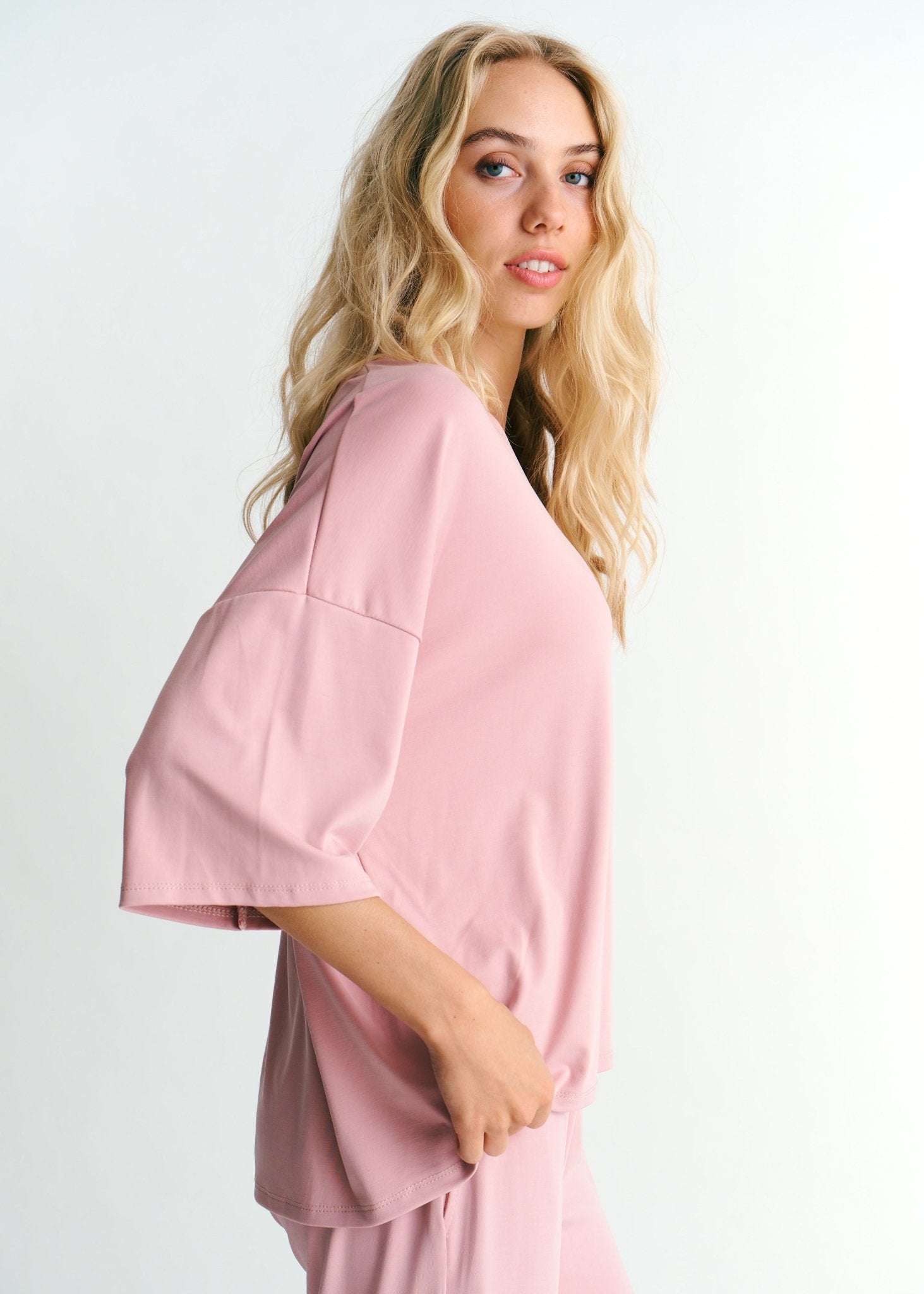 View our Malibu V Neck Oversized Tee In Dirty Pink - by Tribute Store