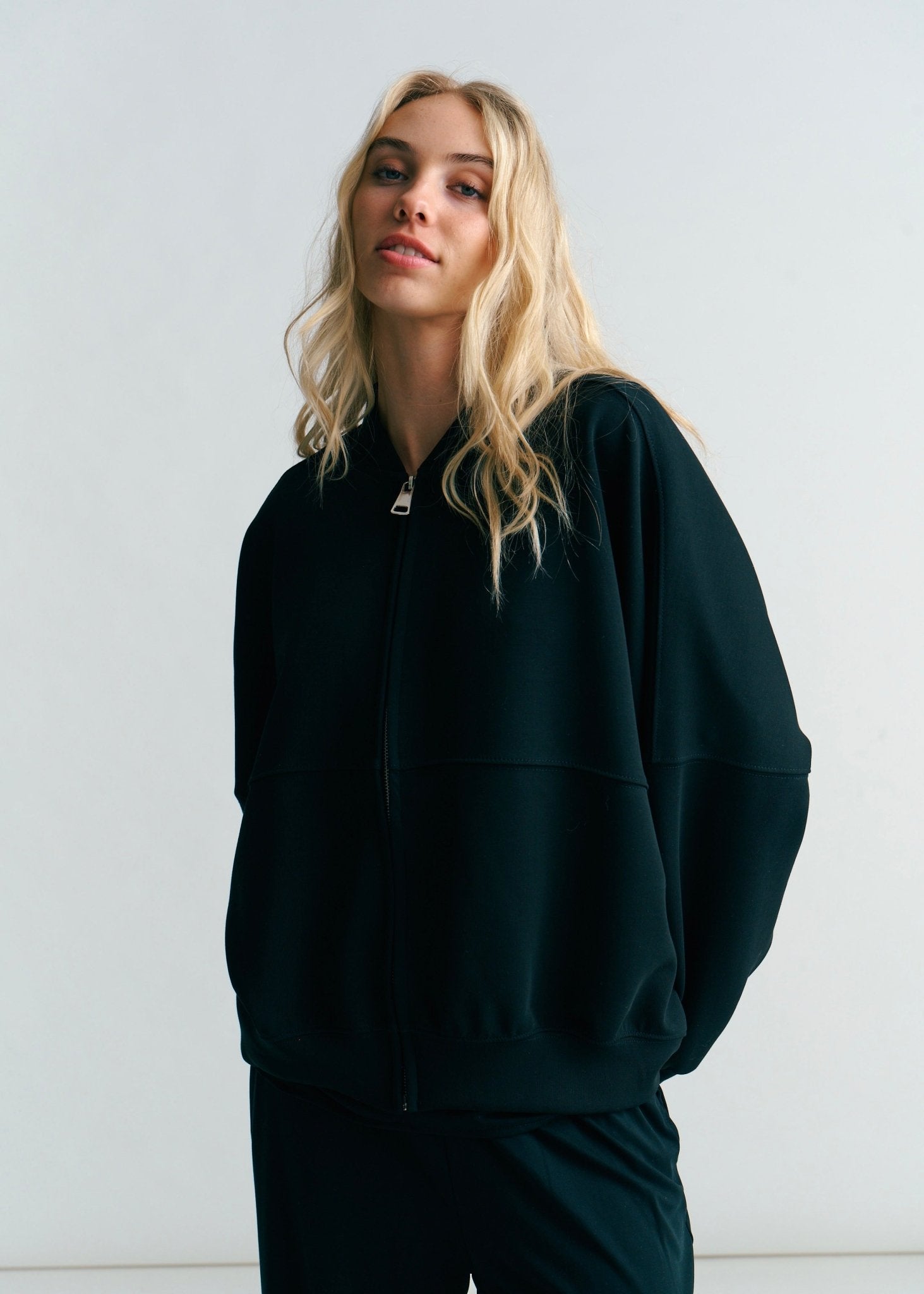 View our Malmö Oversized Zip Up Bomber Jacket In Black - by Tribute Store