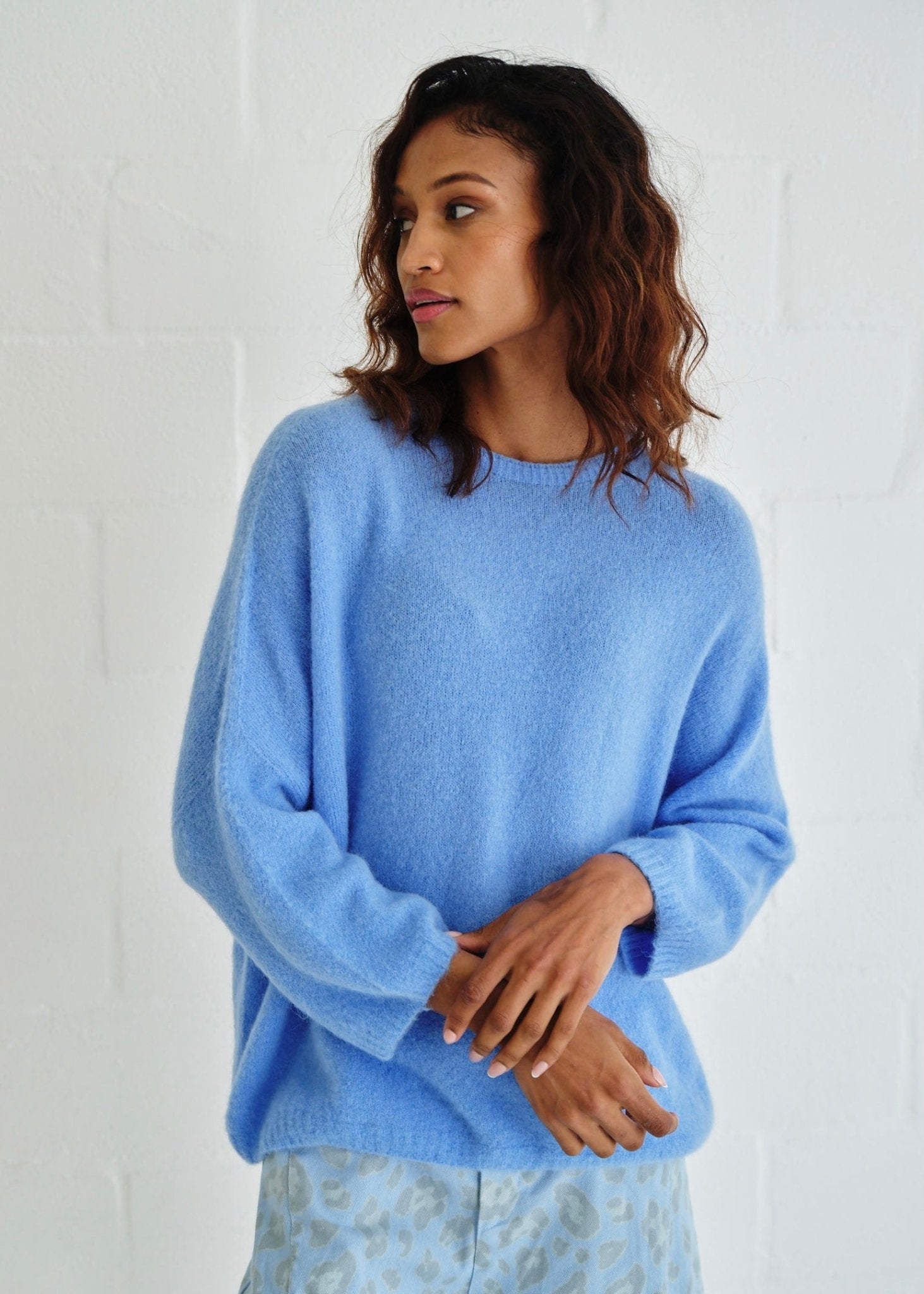 View our Manhattan Italian Cropped Sleeve Knit In Marine Blue - by Tribute Store