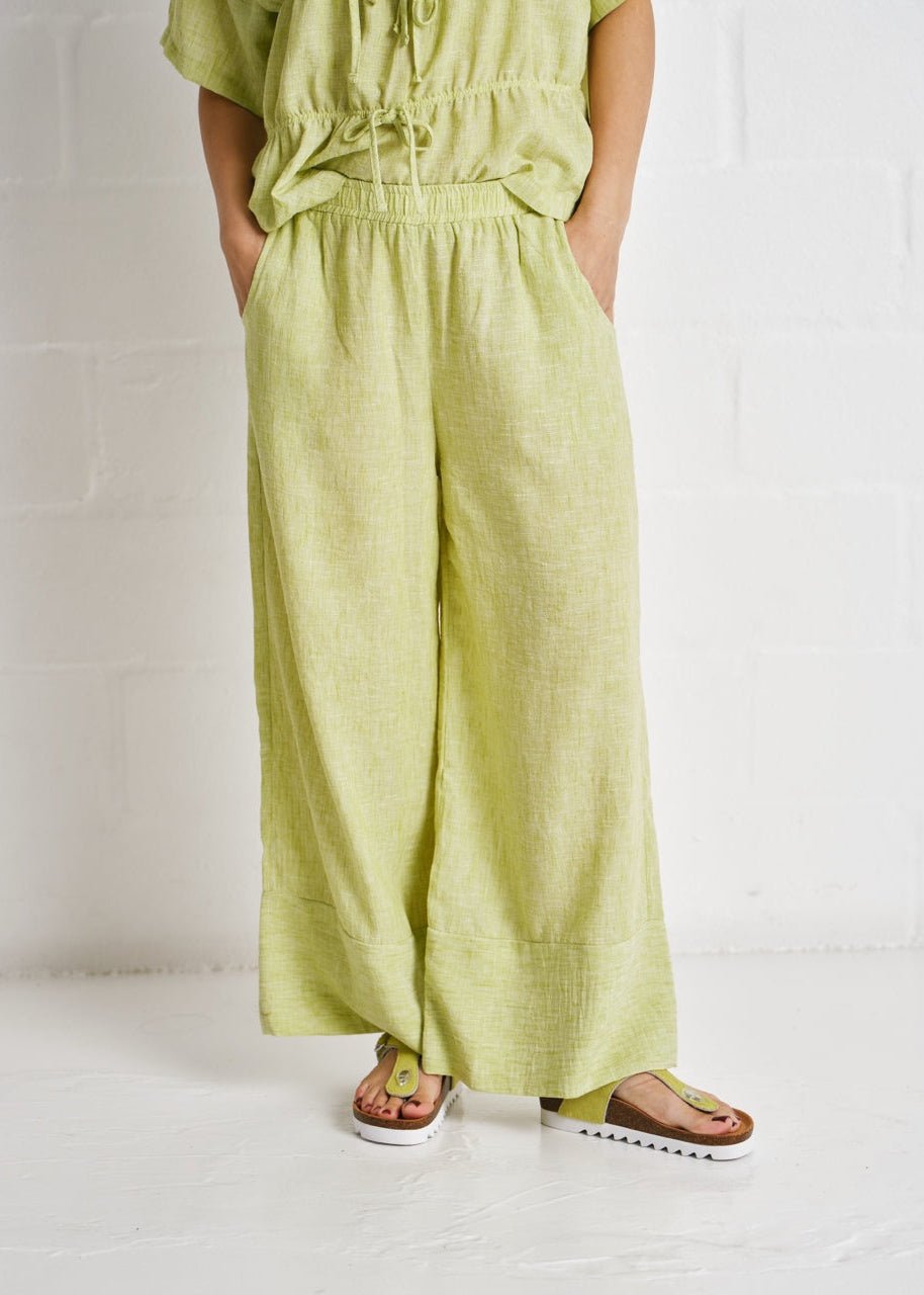 View our Margot Pants With Broad Hemline In Pistachio - by Tribute Store
