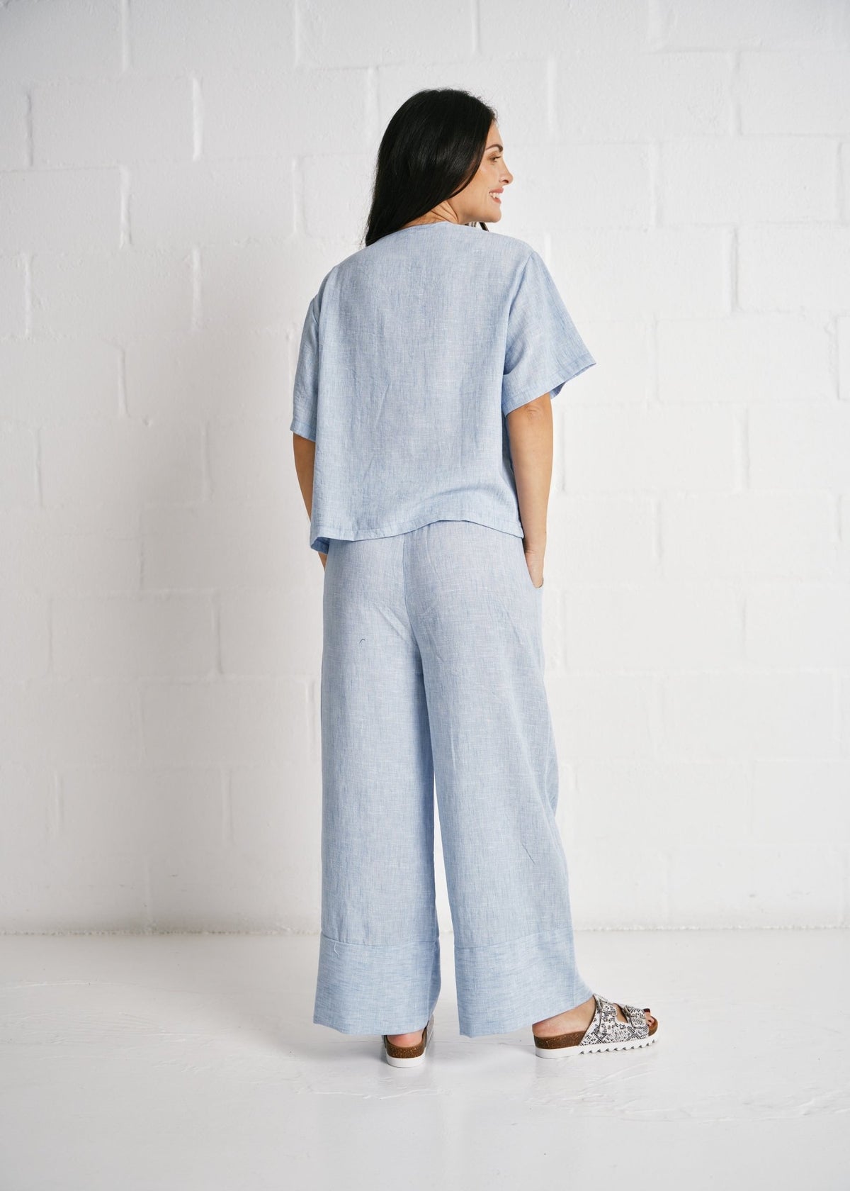 View our Margot Pants With Hem Detail In Baby Blue - by Tribute Store