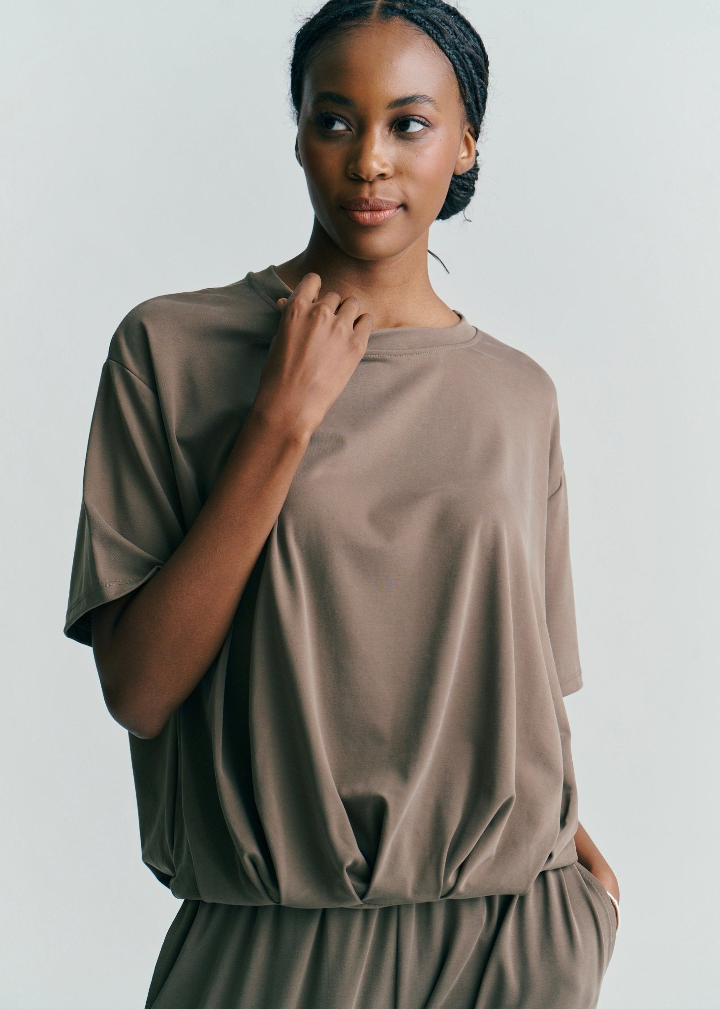 View our Maui Butter Feel Bubble Tee In Chocolate - by Tribute Store