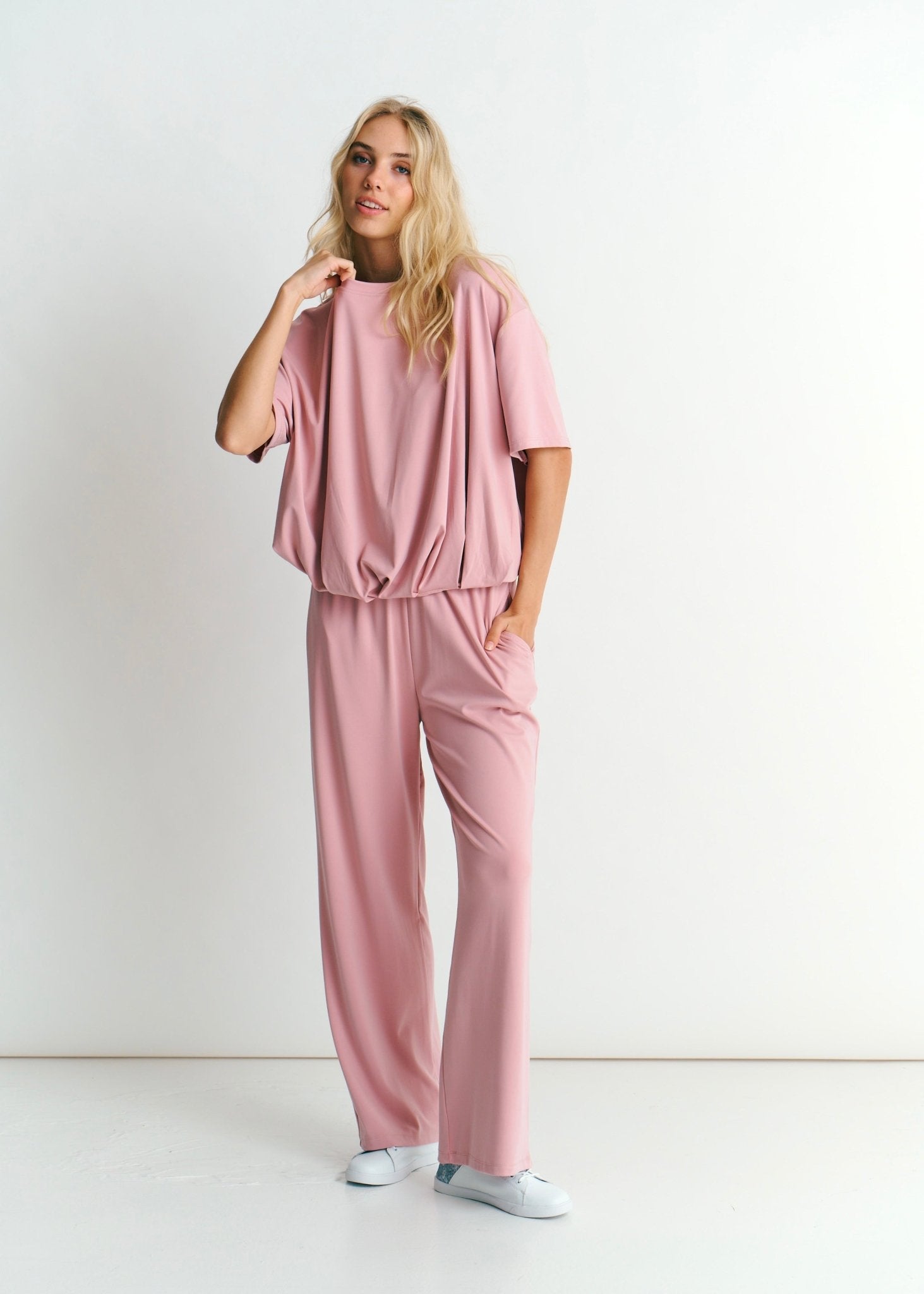 View our Maui Butter Feel Bubble Tee In Dirty Pink - by Tribute Store