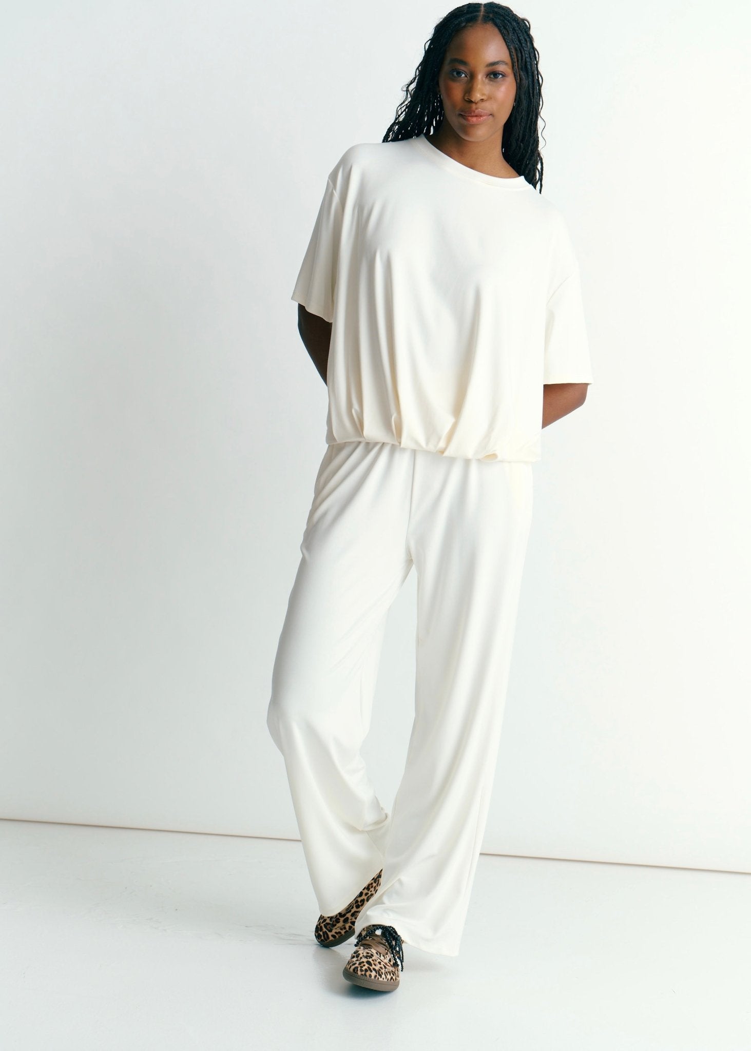 View our Maui Butter Feel Bubble Tee In Off White - by Tribute Store