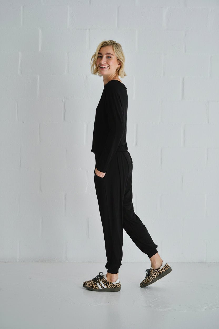 View our Mila Lounge Jumpsuit In Black - by Tribute Store