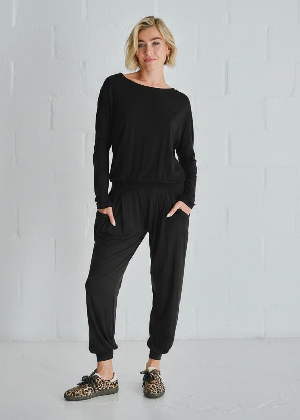 View our Mila Lounge Jumpsuit In Black - by Tribute Store
