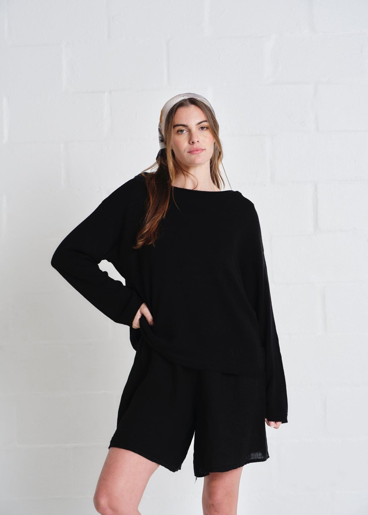 View our Modesto Fine Gauge Boxy Knit In Black - by Tribute Store