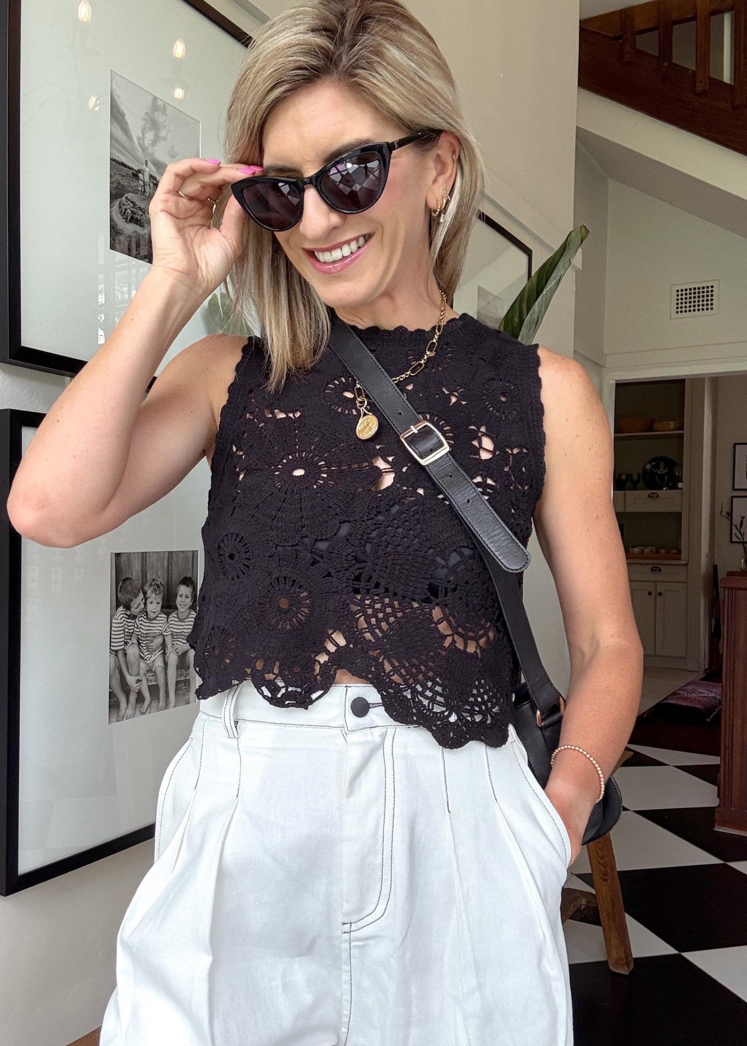 View our Nara Crochet Cotton Top In Black - by Tribute Store