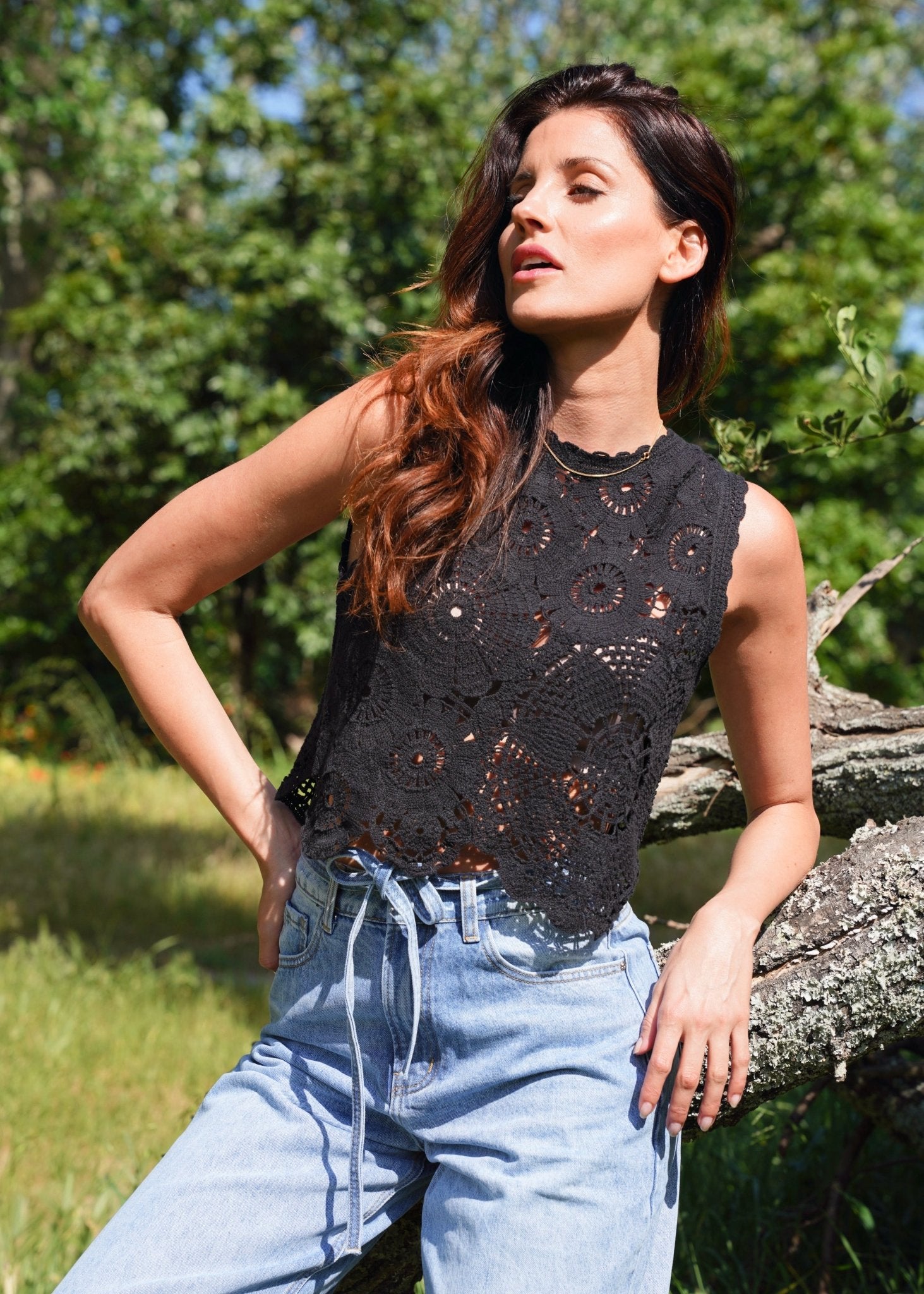 View our Nara Crochet Cotton Top In Black - by Tribute Store