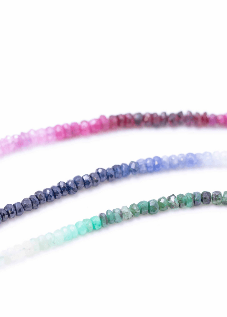 View our Natural Ruby Ombre Button Stone Bracelet - by Tribute Store