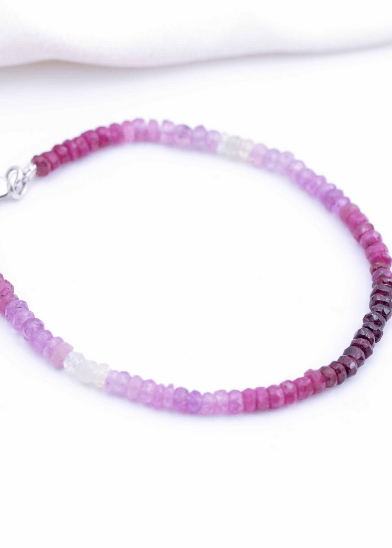 View our Natural Ruby Ombre Button Stone Bracelet - by Tribute Store