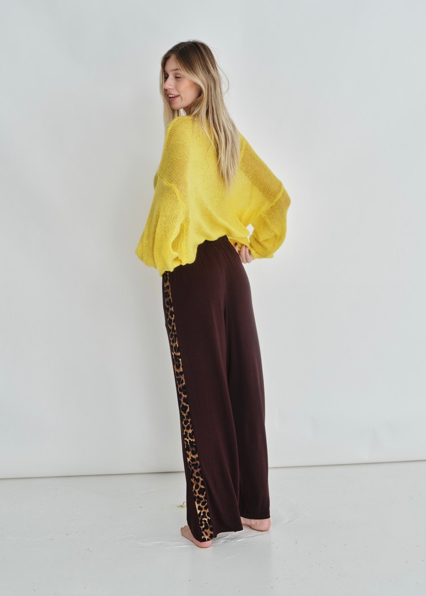 View our Nikita Styled Pants With Animal Contrast In Chocolate - by Tribute Store