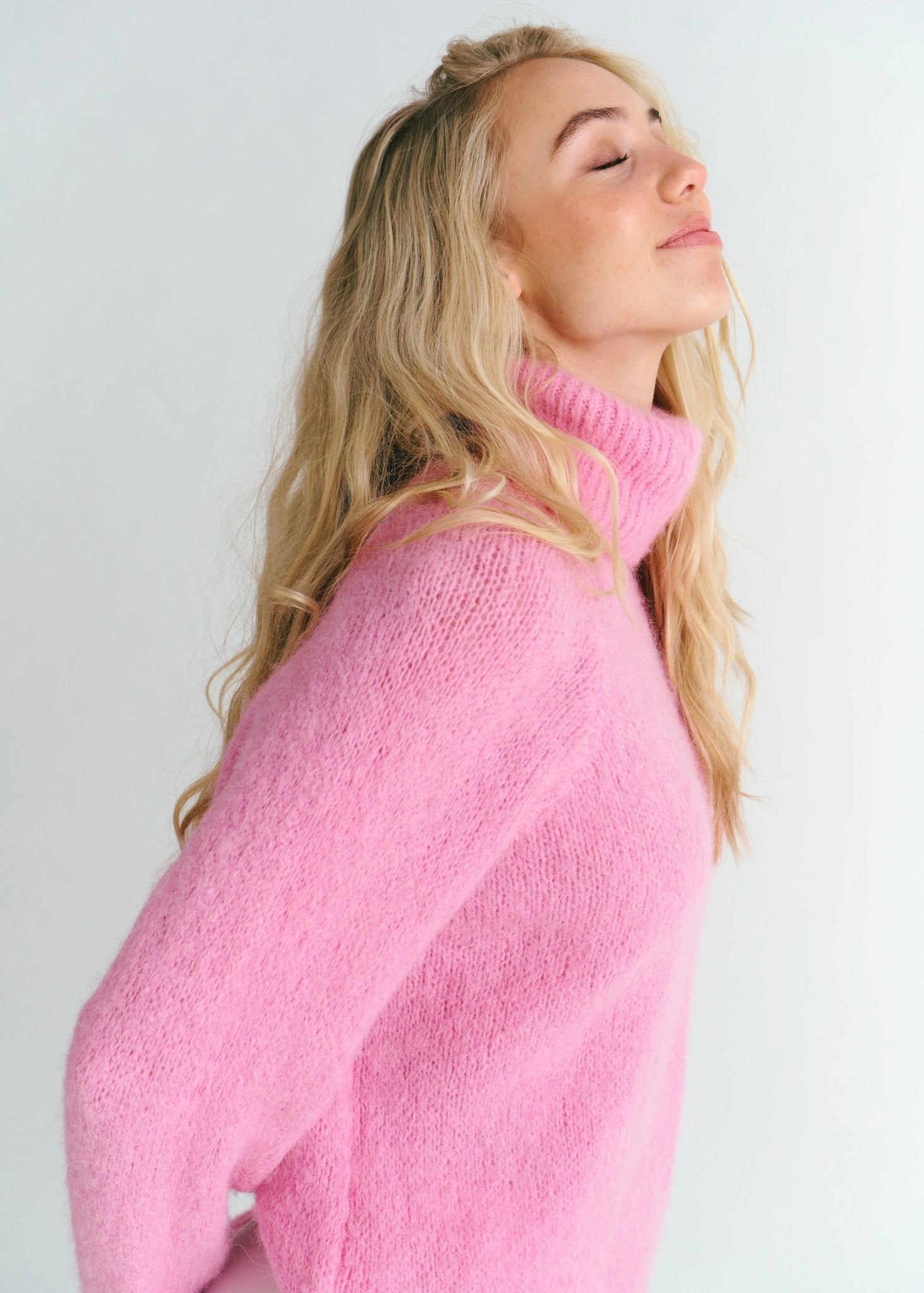 View our Oslo Oversized Polo Neck Knit In Blush Pink - by Tribute Store