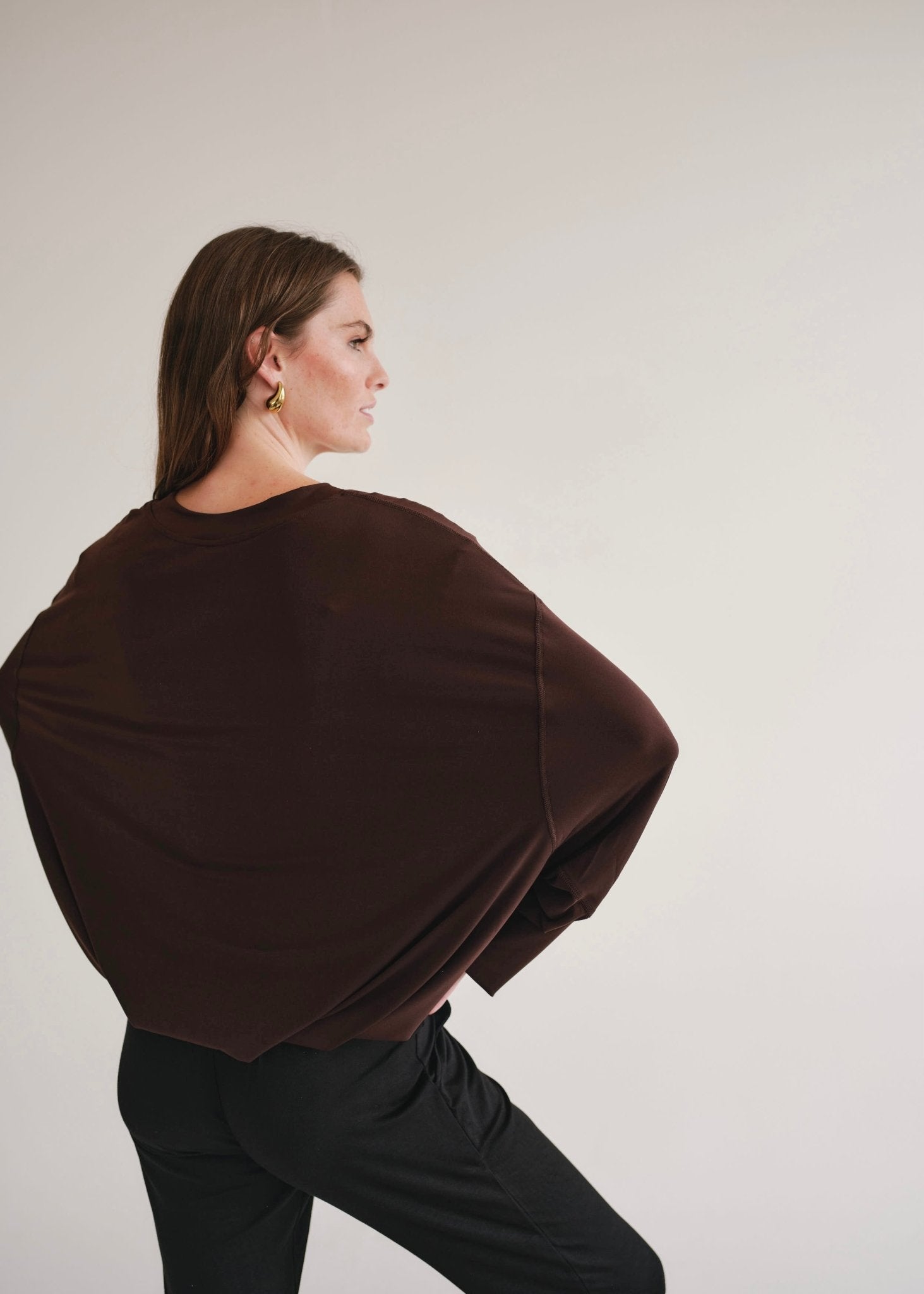 View our Oversized Batwing Top In Chocolate - by Tribute Store