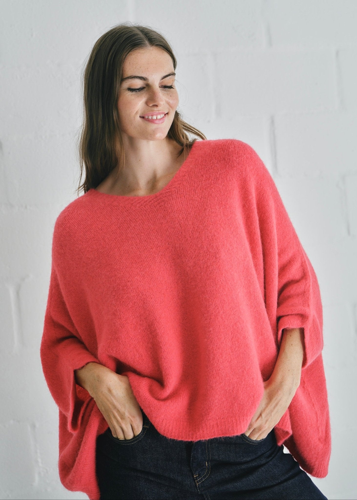 View our Palermo Italian Batwing Knit In Coral - by Tribute Store