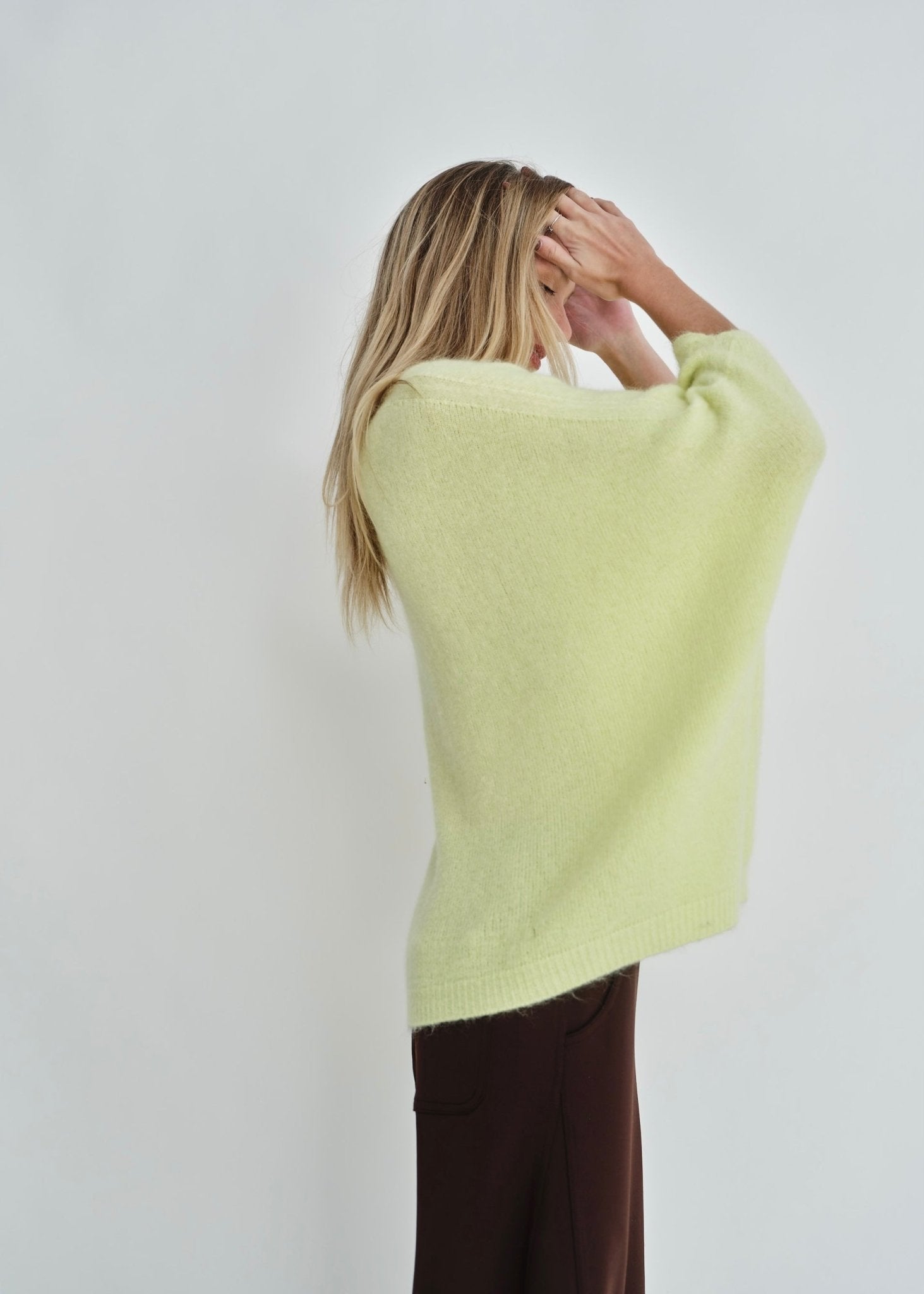 View our Palermo Oversized Italian Batwing V Neck Knit In Sunshine Yellow - by Tribute Store