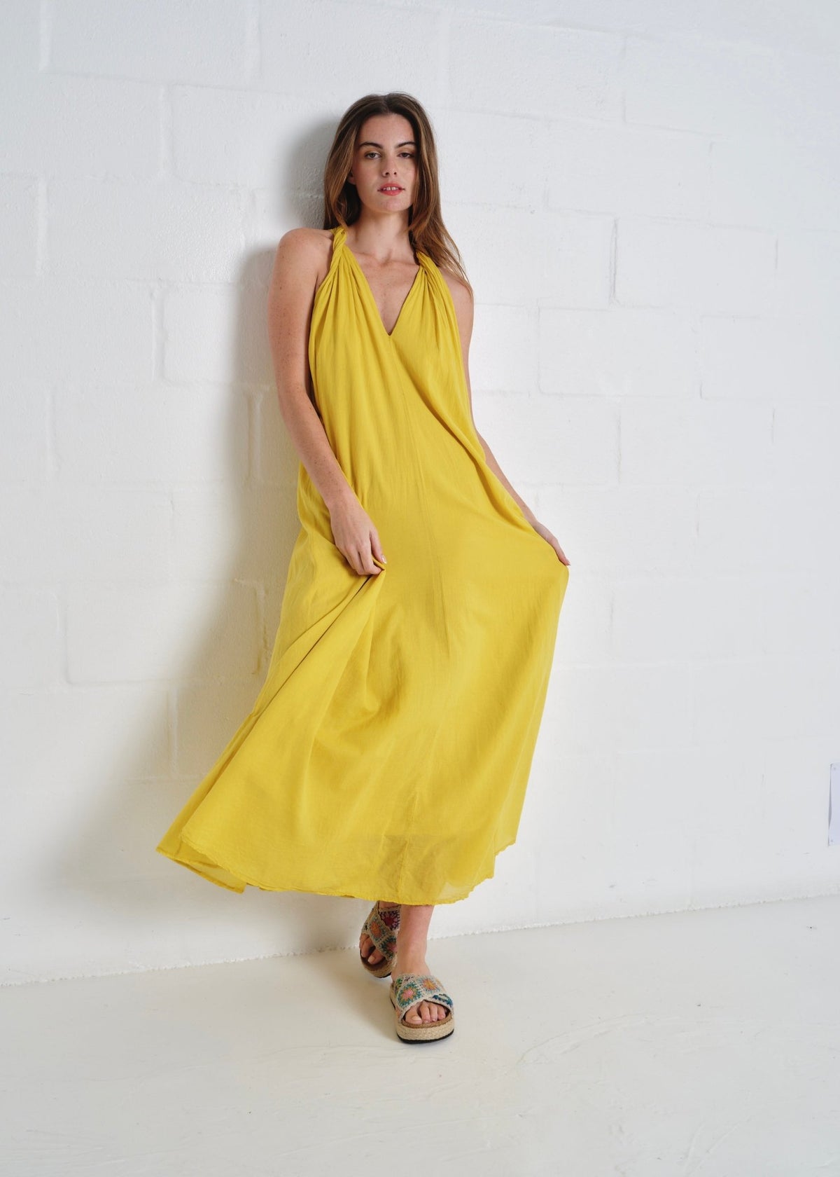 View our Panama Twisted Shoulder Maxi In Mustard - by Tribute Store