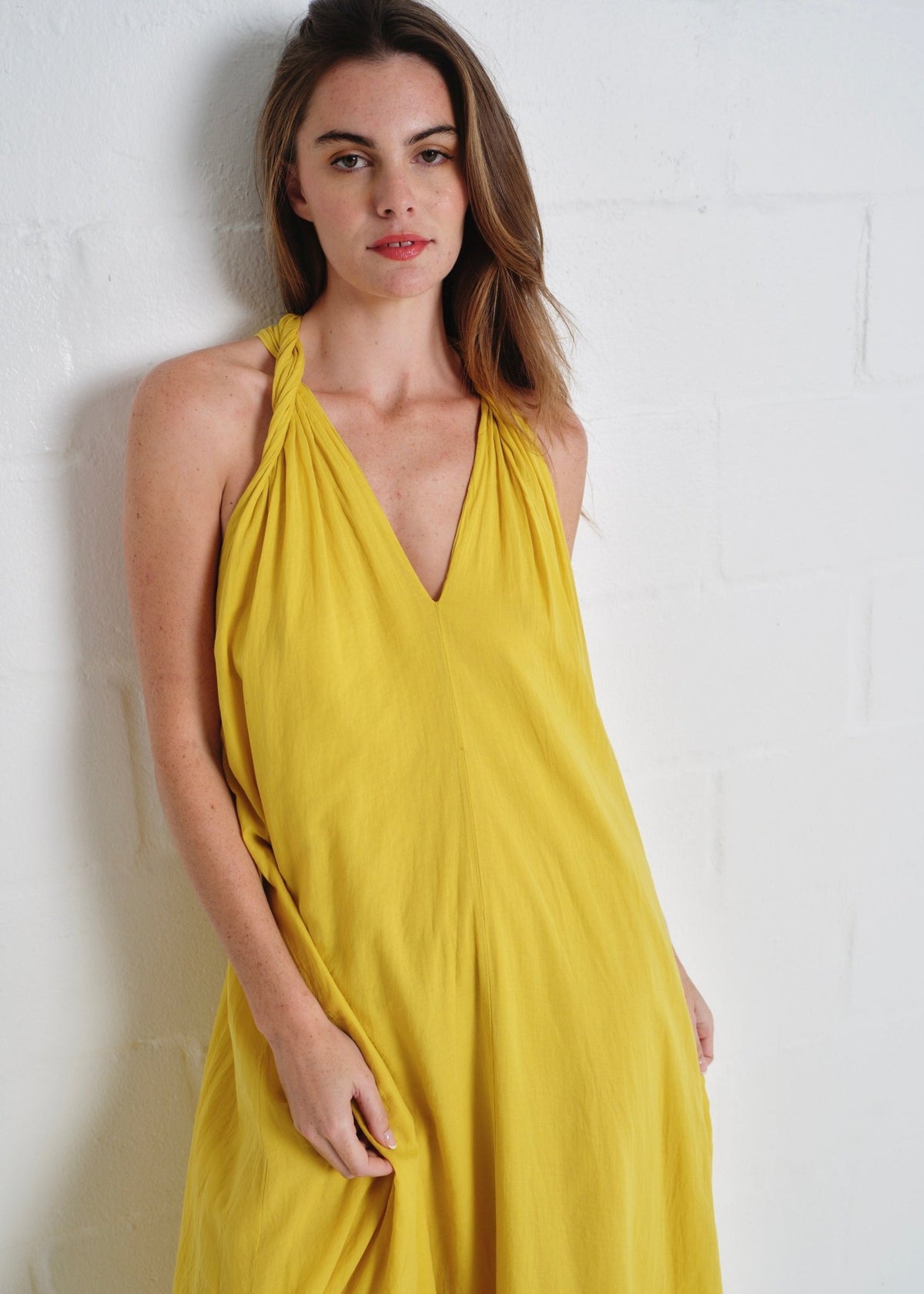 View our Panama Twisted Shoulder Maxi In Mustard - by Tribute Store