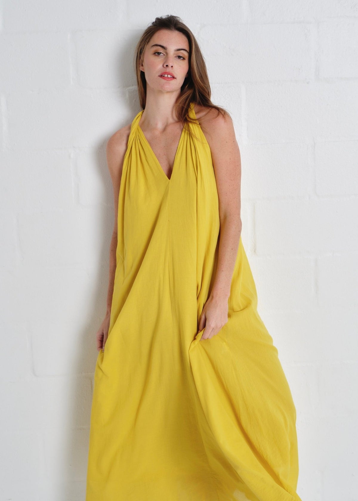 View our Panama Twisted Shoulder Maxi In Mustard - by Tribute Store