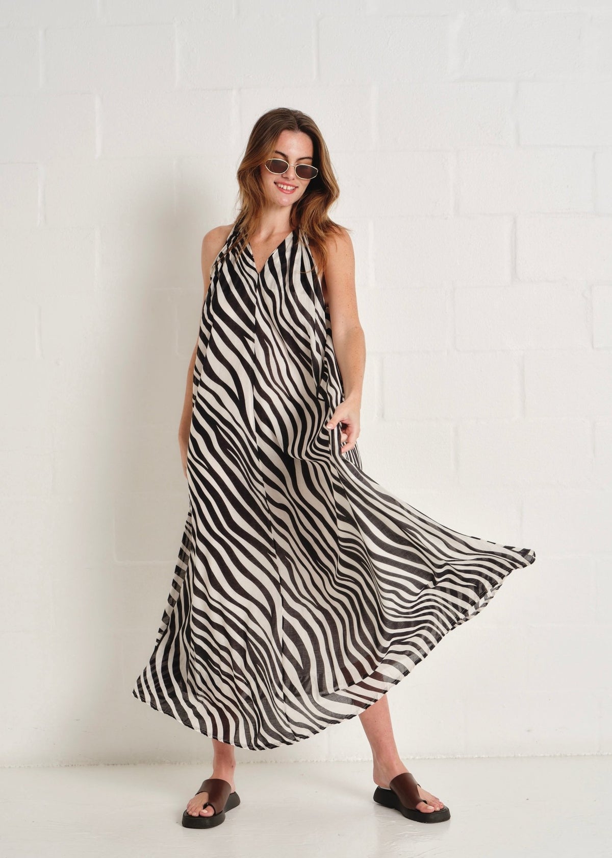 View our Panama Zebra Maxi Dress In Black And White - by Tribute Store