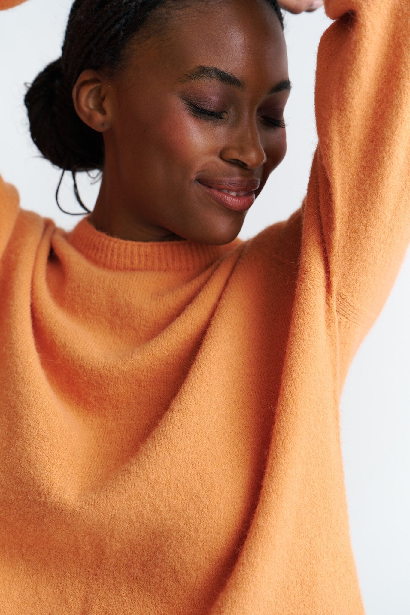 View our Pasadena Crew Neck Long Sleeve Jumper In Burnt Orange - by Tribute Store