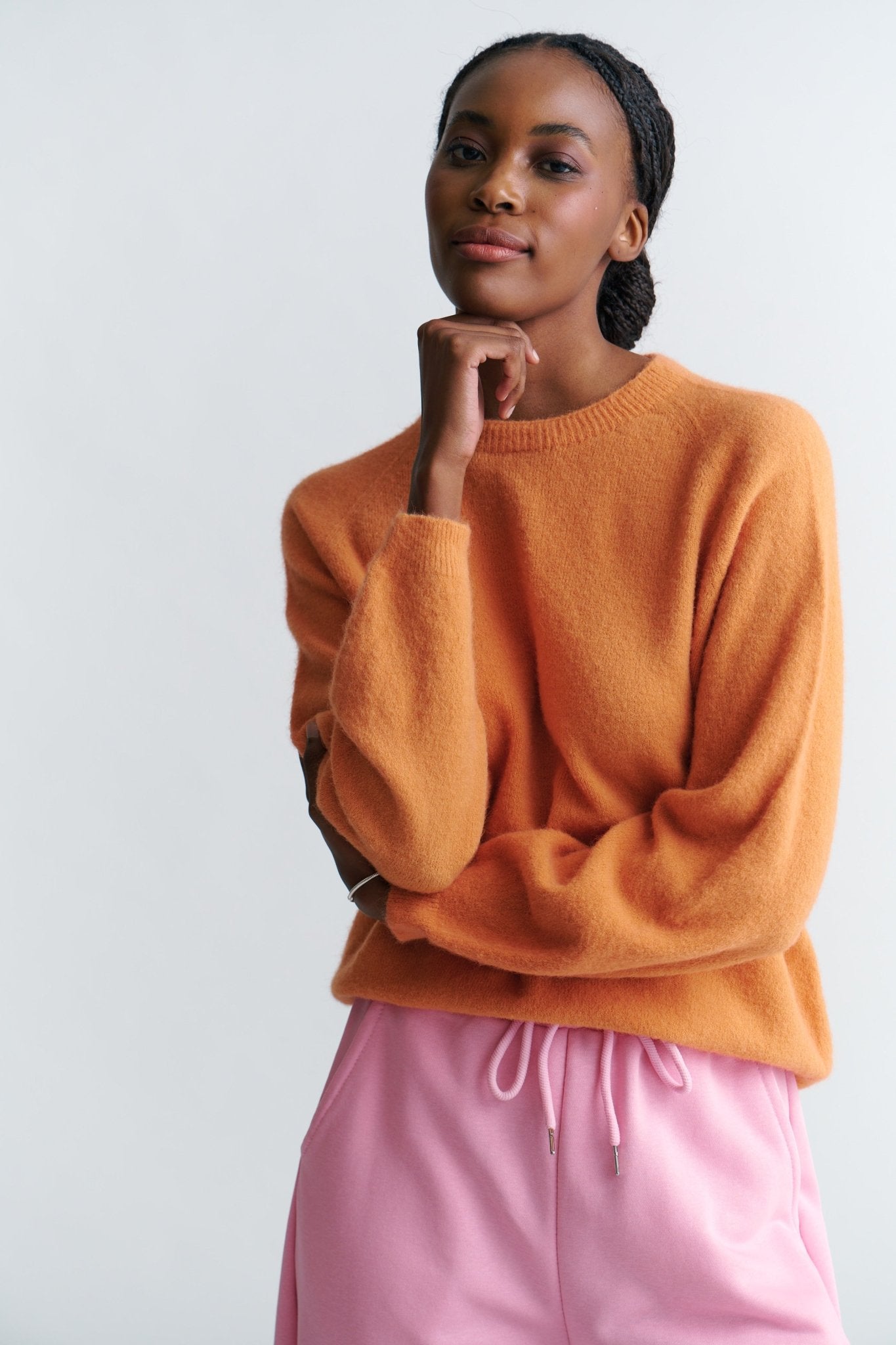 View our Pasadena Crew Neck Long Sleeve Jumper In Burnt Orange - by Tribute Store