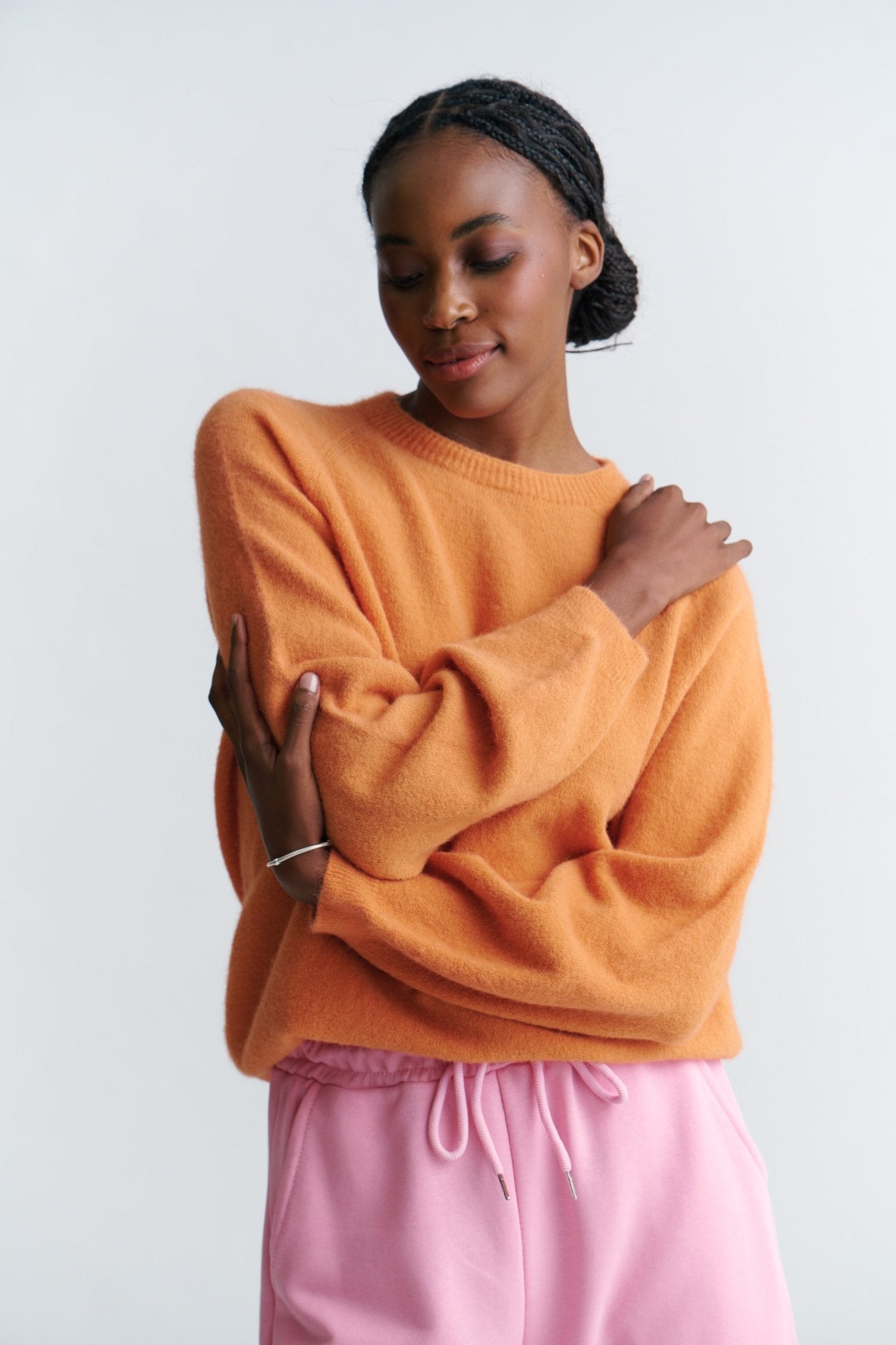 View our Pasadena Crew Neck Long Sleeve Jumper In Burnt Orange - by Tribute Store
