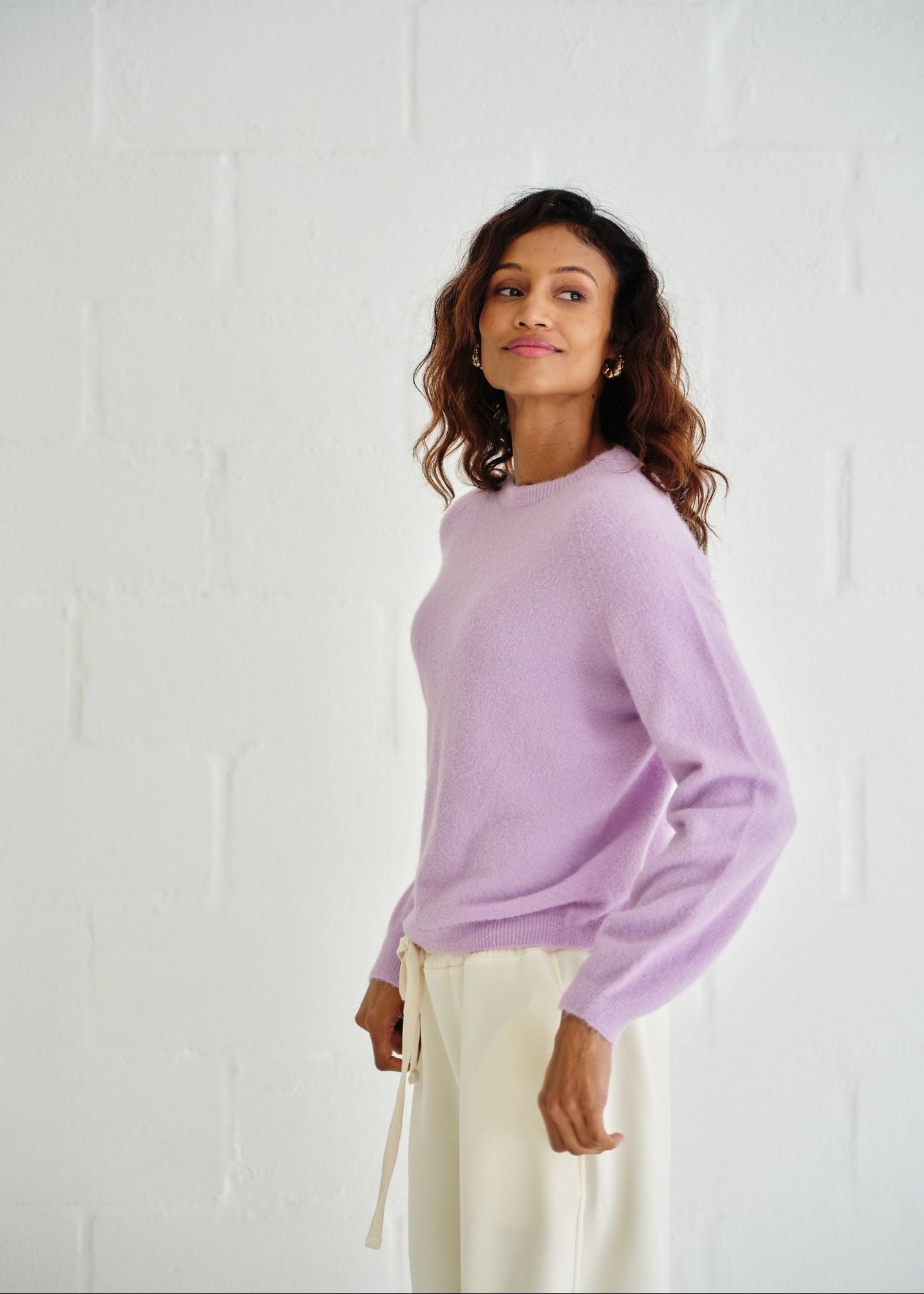 View our Pasadena Crew Neck Long Sleeve Jumper In Lilac - by Tribute Store