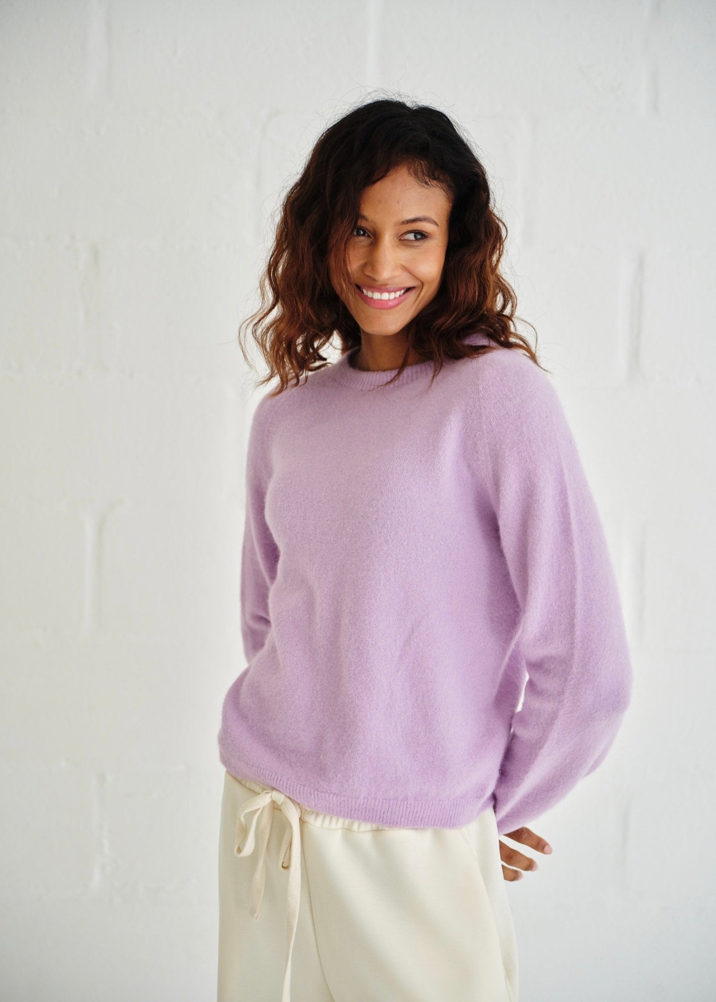 View our Pasadena Crew Neck Long Sleeve Jumper In Lilac - by Tribute Store