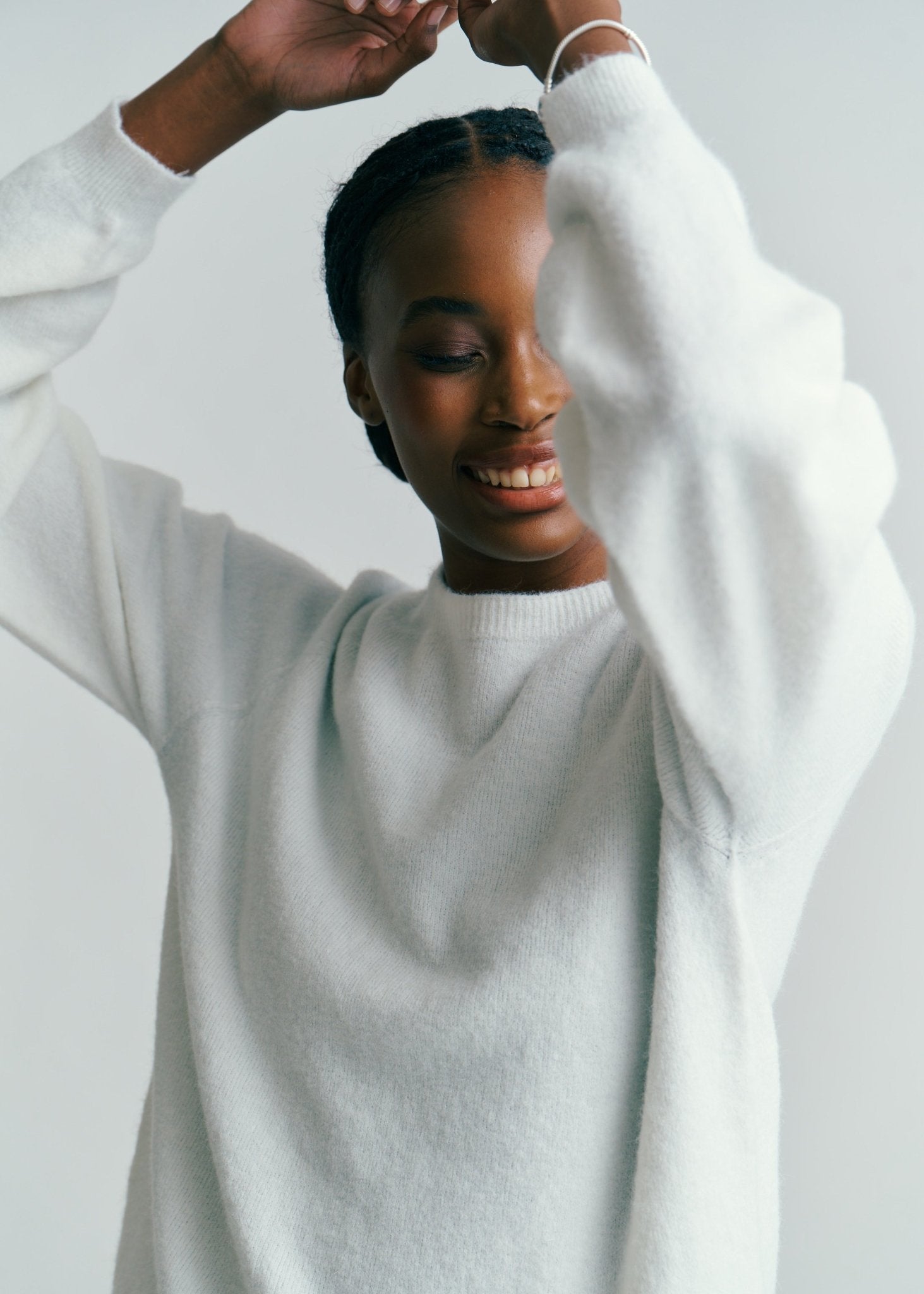 View our Pasadena Crew Neck Long Sleeve Jumper In White - by Tribute Store