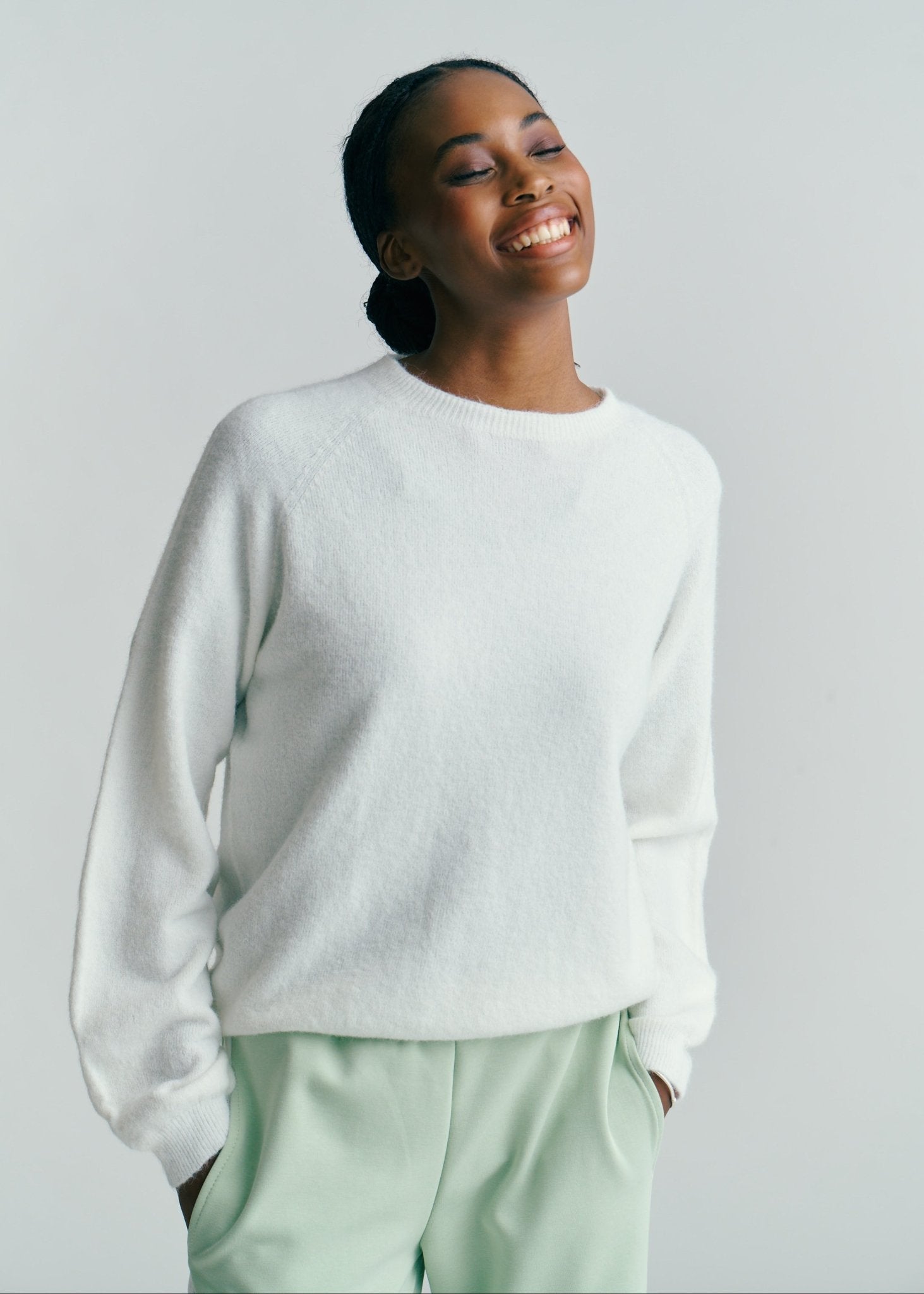 View our Pasadena Crew Neck Long Sleeve Jumper In White - by Tribute Store
