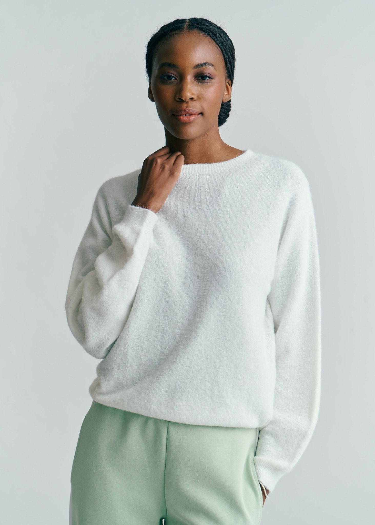 View our Pasadena Crew Neck Long Sleeve Jumper In White - by Tribute Store