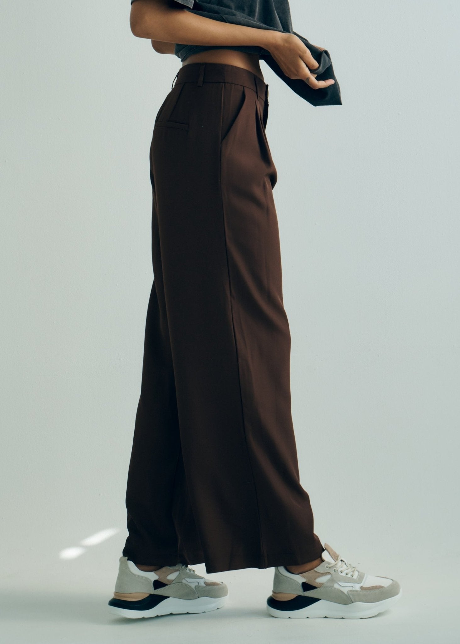 View our Pleated Trousers in Chocolate Brown - by Tribute Store